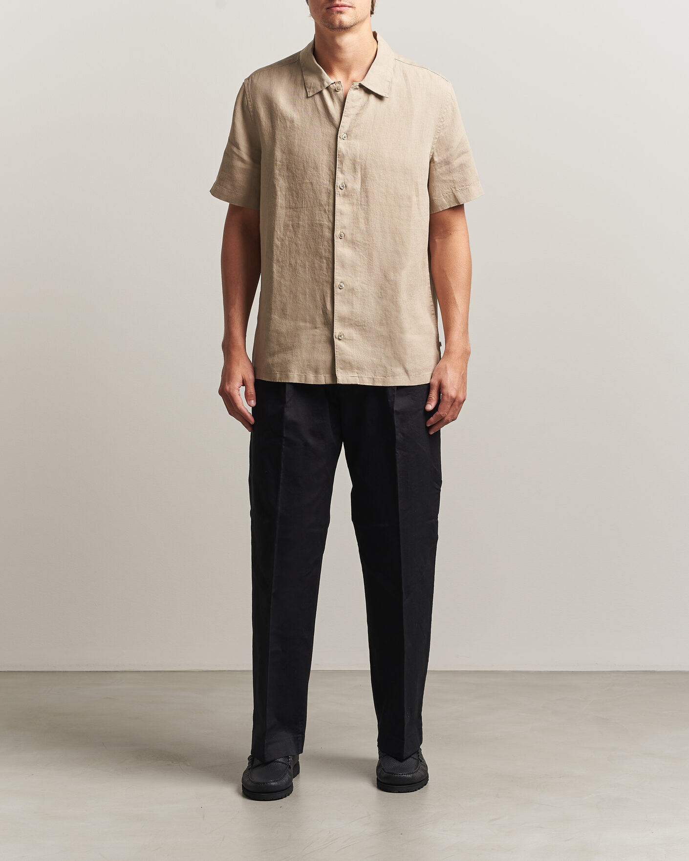 Hombres | Camisas | Samsøe Samsøe | Avan Linen Short Sleeve Shirt Aluminum