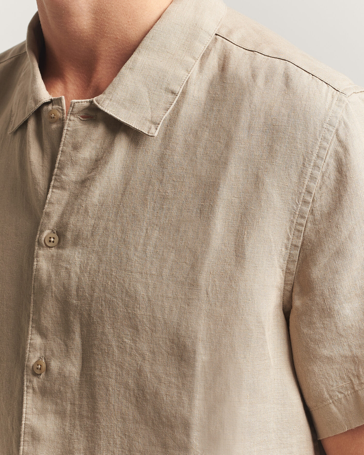 Hombres | Camisas | Samsøe Samsøe | Avan Linen Short Sleeve Shirt Aluminum
