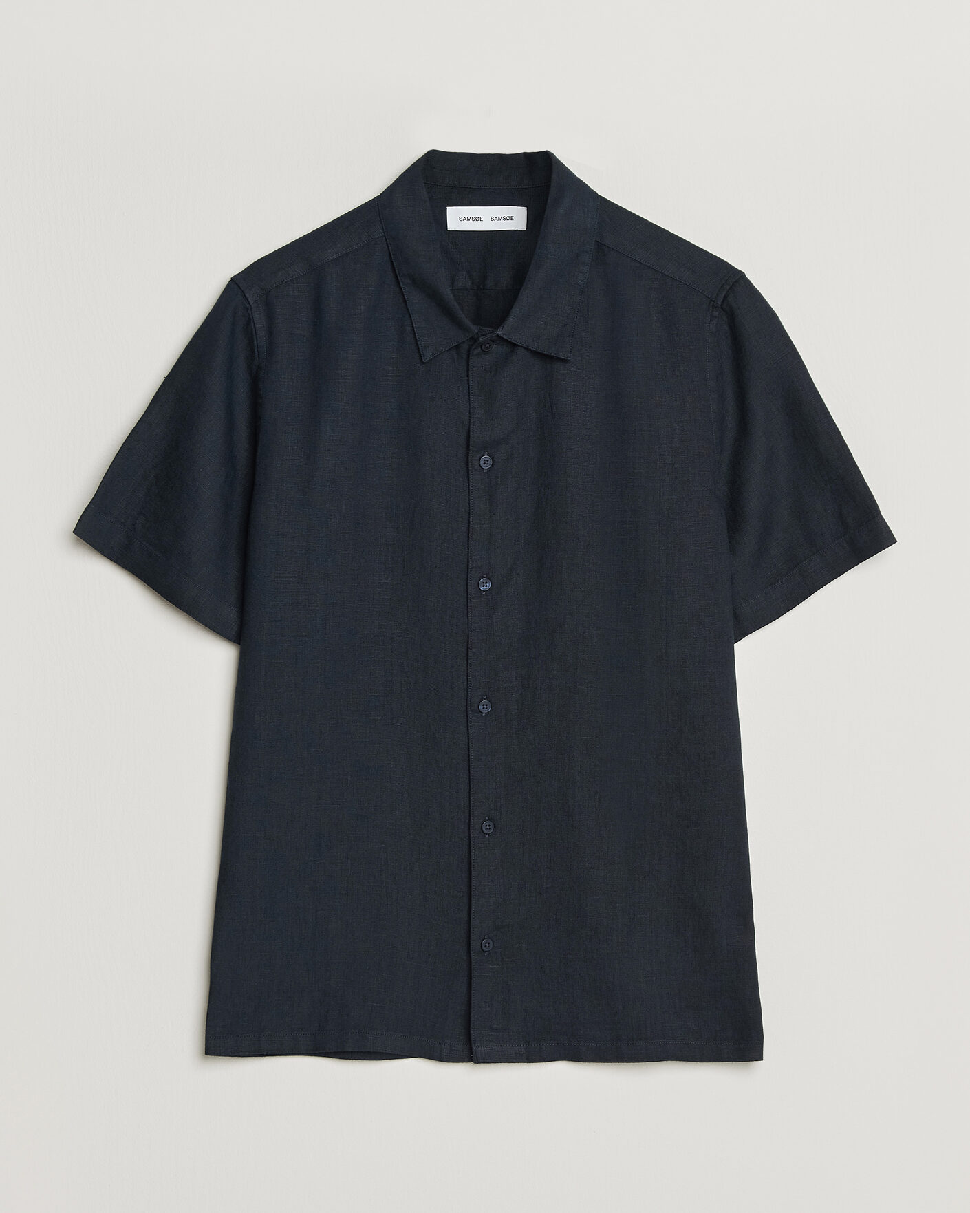 Hombres | Camisas | Samsøe Samsøe | Avan Linen Short Sleeve Shirt Salute Navy