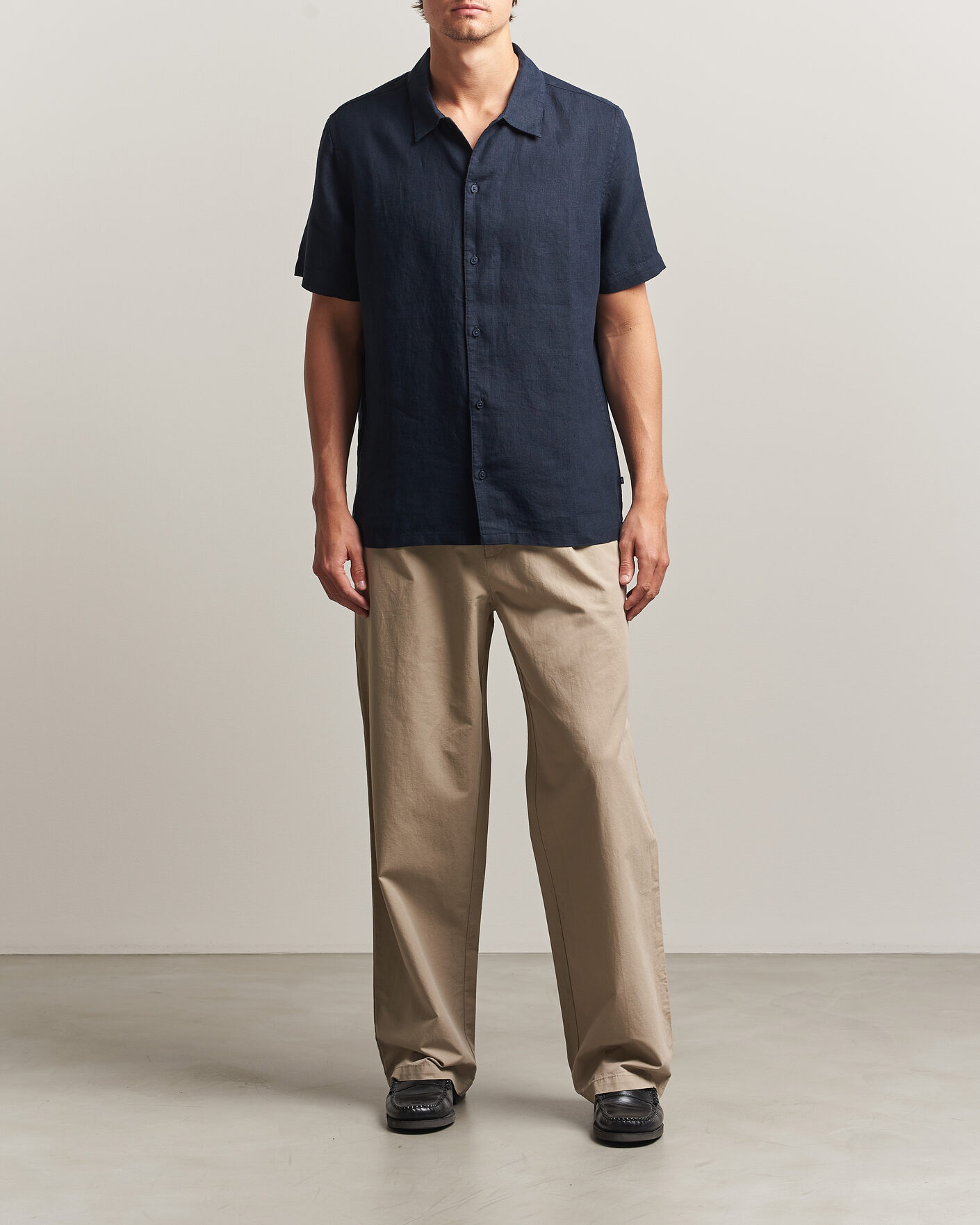 Hombres | Camisas | Samsøe Samsøe | Avan Linen Short Sleeve Shirt Salute Navy