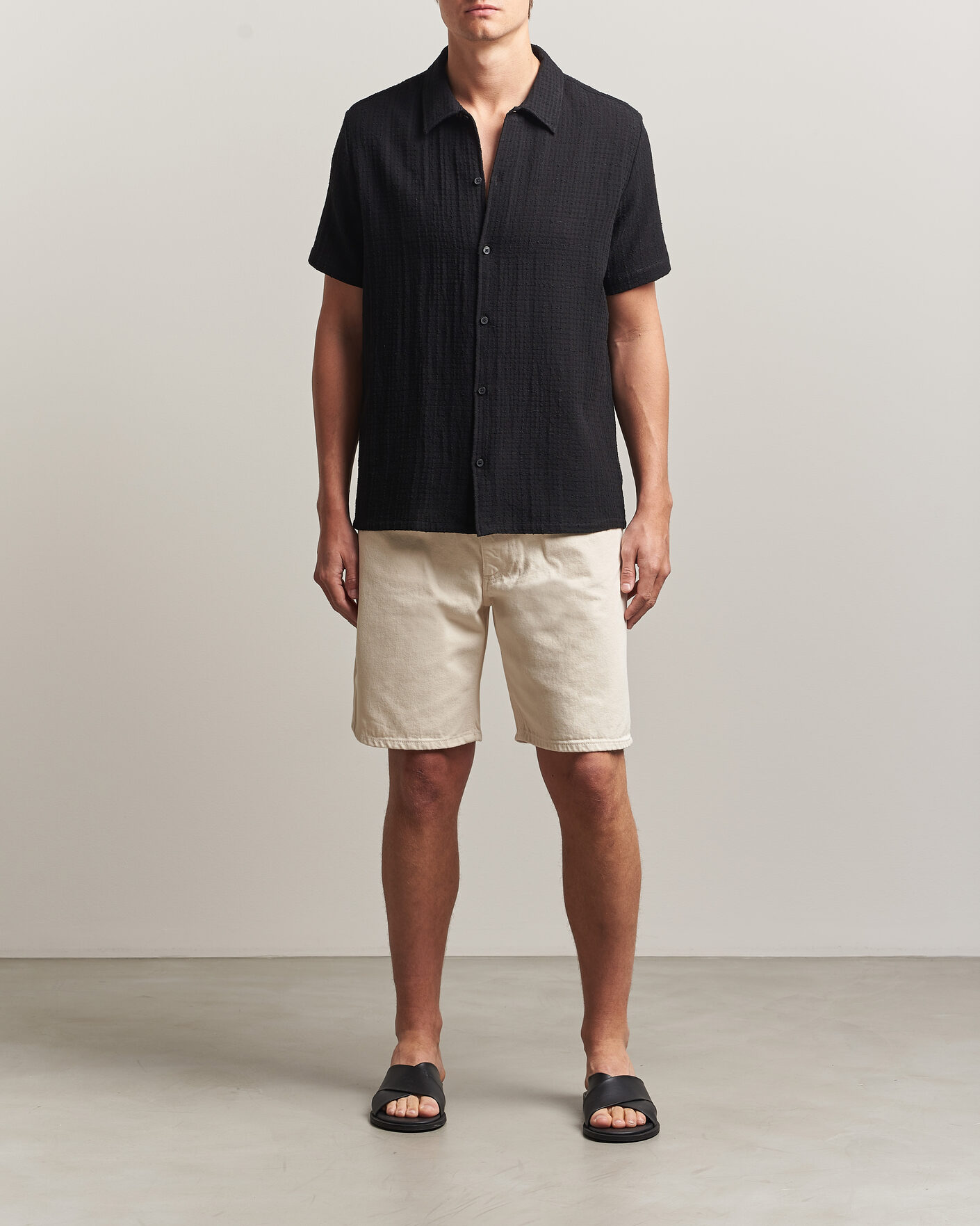 Hombres | Camisas | Samsøe Samsøe | Avan Structured Short Sleeve Shirt Black