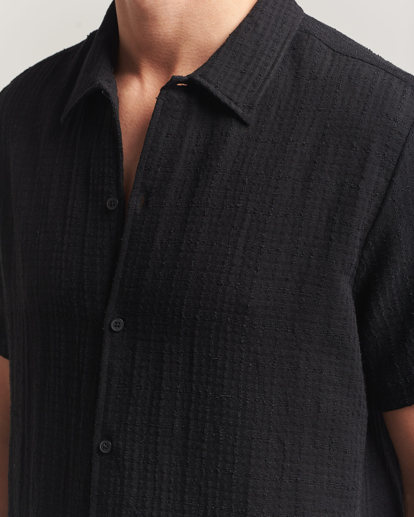 Hombres | Camisas | Samsøe Samsøe | Avan Structured Short Sleeve Shirt Black
