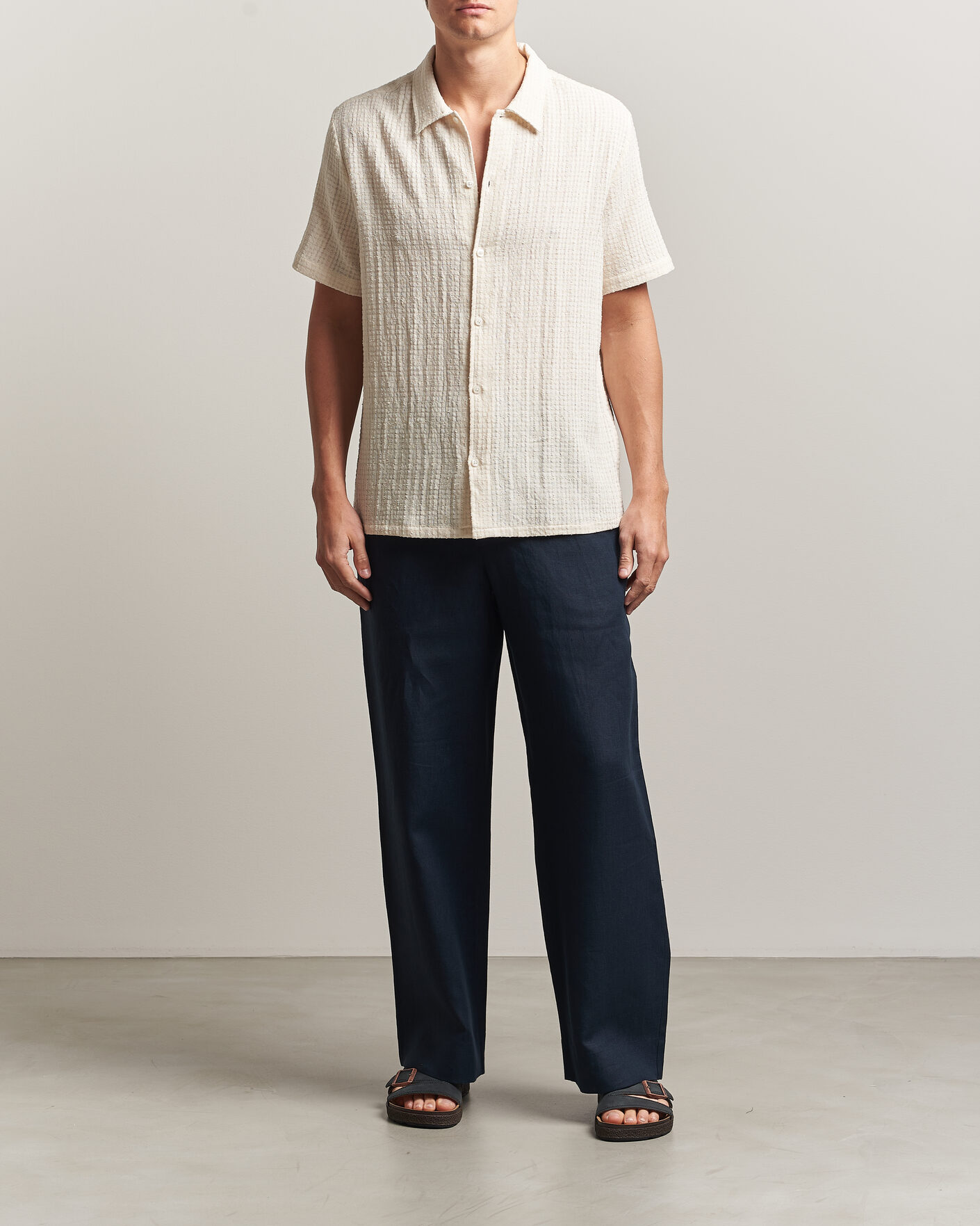 Hombres | Camisas | Samsøe Samsøe | Avan Structured Short Sleeve Shirt Clear Cream