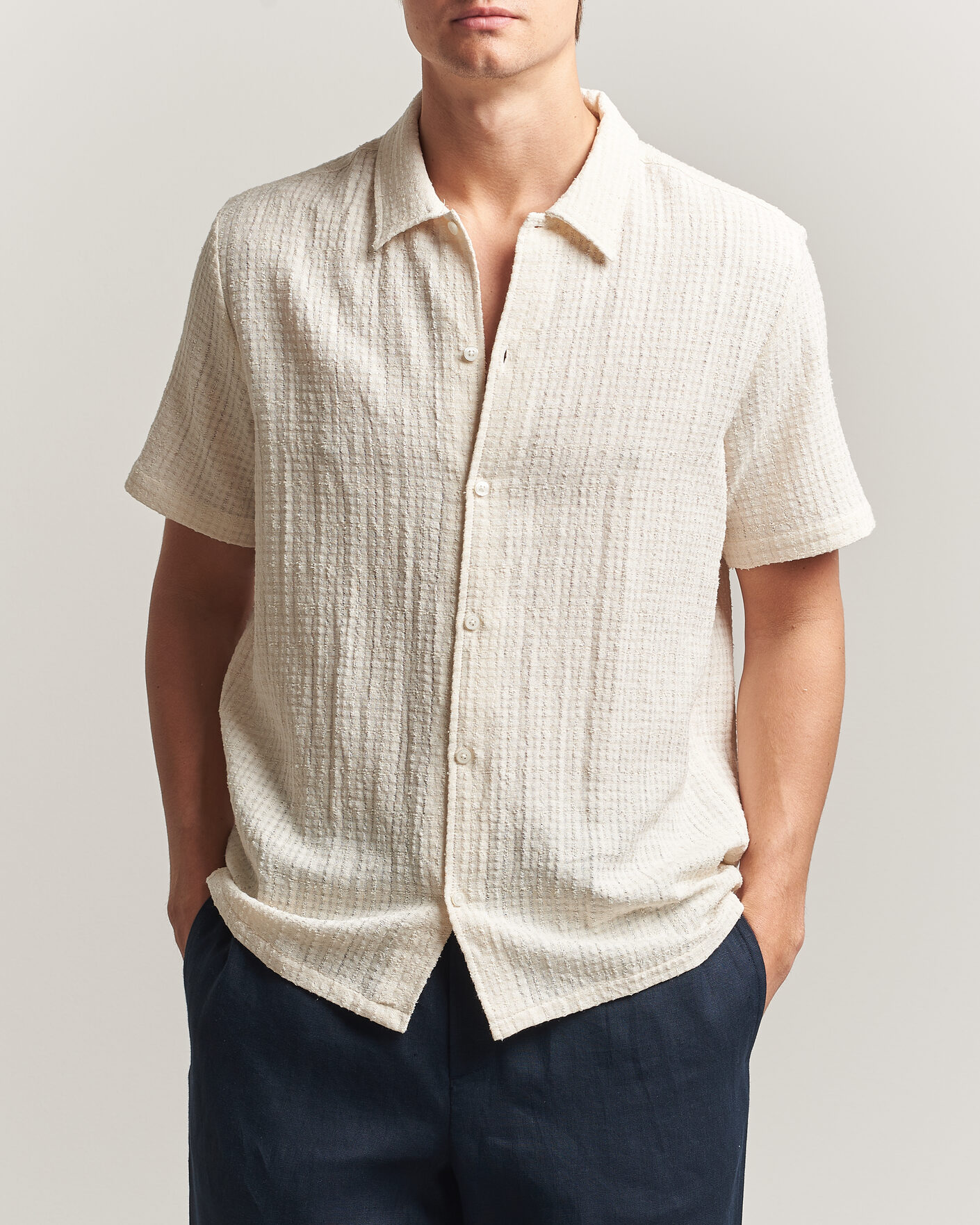 Hombres | Camisas | Samsøe Samsøe | Avan Structured Short Sleeve Shirt Clear Cream