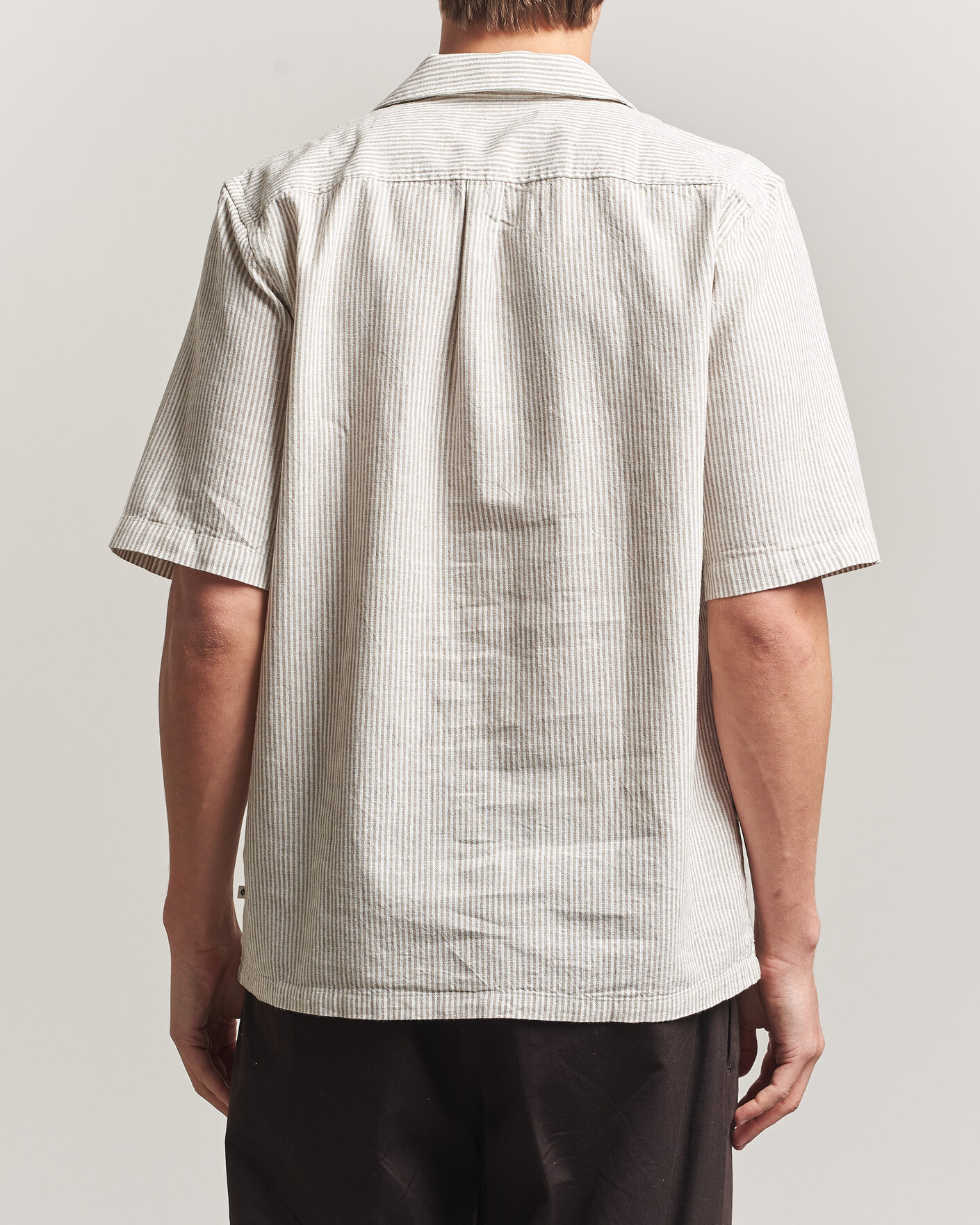 Hombres | Camisas | Samsøe Samsøe | Oscar Linen/Cotton Striped Short Sleeve Shirt Aluminum