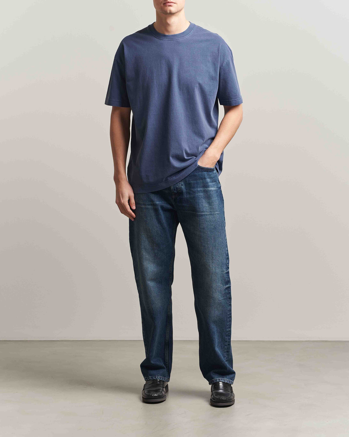 Hombres | Camisetas | Samsøe Samsøe | Joel Organic Washed Cotton T-Shirt Salute Navy