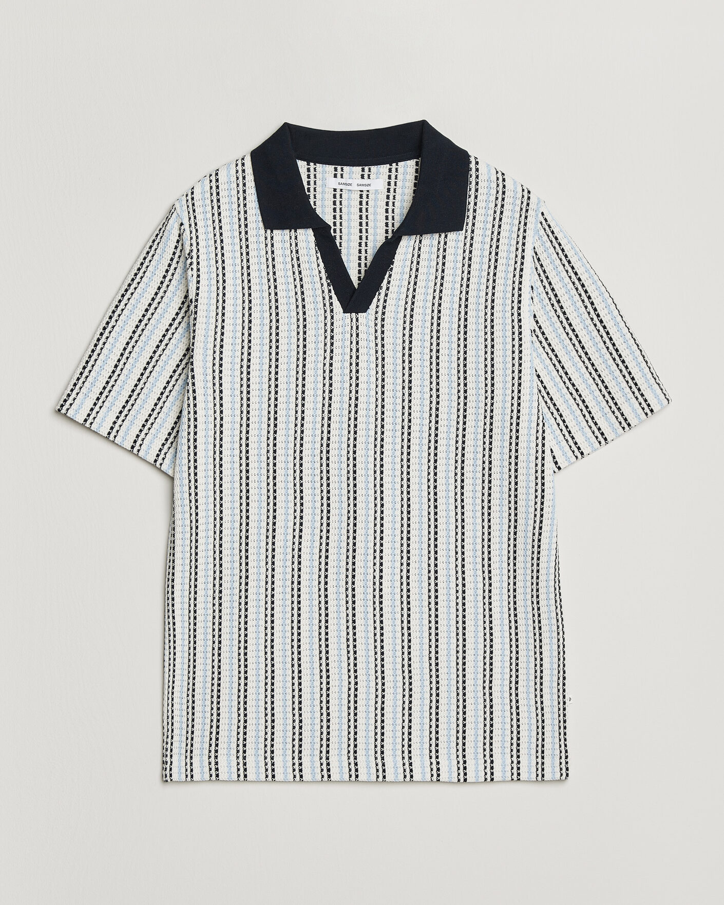 Hombres | Polos | Samsøe Samsøe | Mac Striped Knitted Polo Blue/White