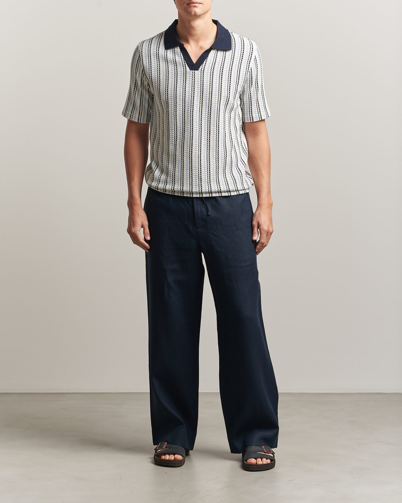 Hombres | Polos | Samsøe Samsøe | Mac Striped Knitted Polo Blue/White