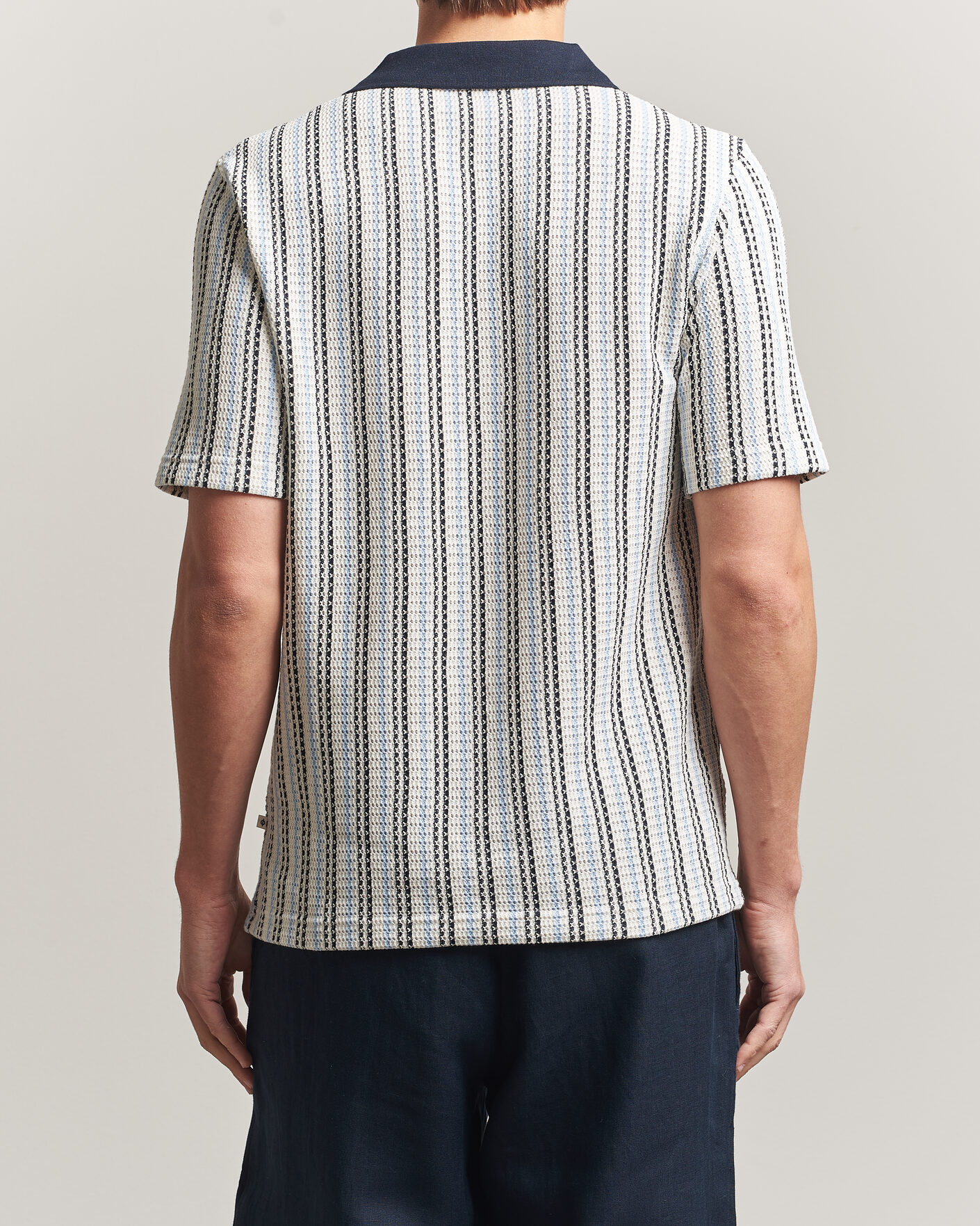Hombres | Polos | Samsøe Samsøe | Mac Striped Knitted Polo Blue/White