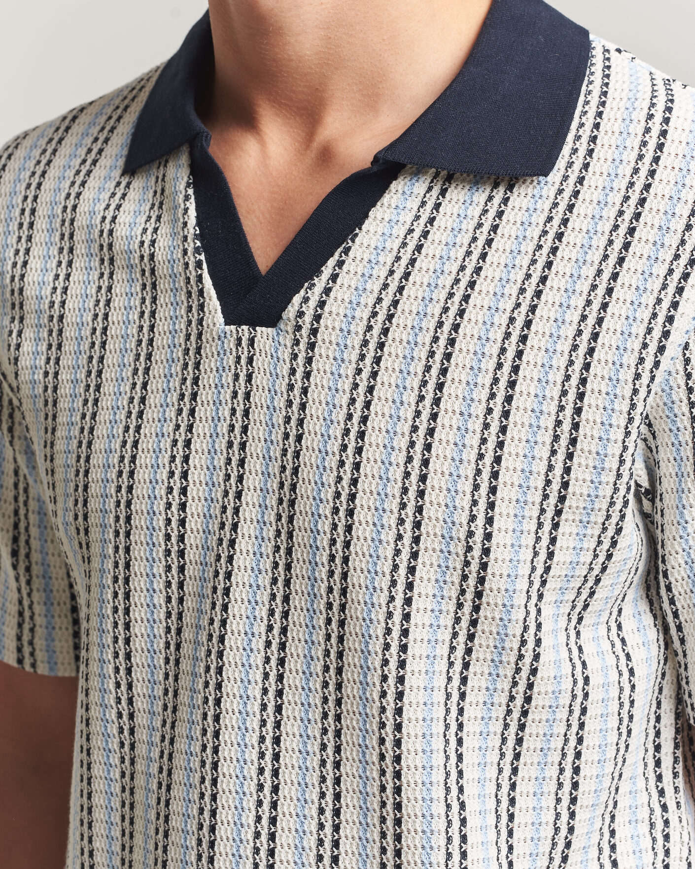 Hombres | Polos | Samsøe Samsøe | Mac Striped Knitted Polo Blue/White
