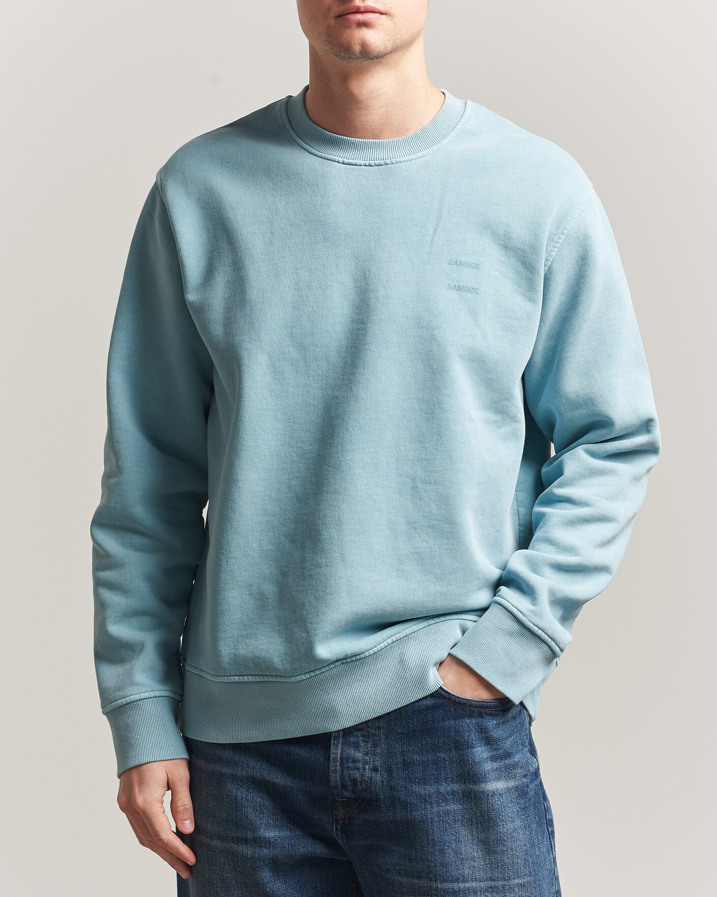 Hombres | Jerséis y prendas de punto | Samsøe Samsøe | Joel Organic Washed Cotton Sweatshirt Tourmaline