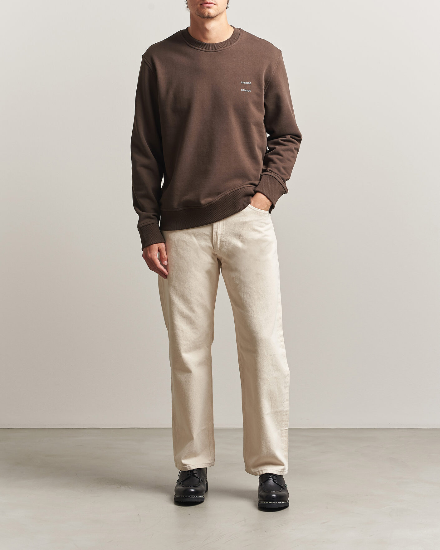 Hombres | Jerséis y prendas de punto | Samsøe Samsøe | Joel Organic Cotton Sweatshirt Turkish Coffee