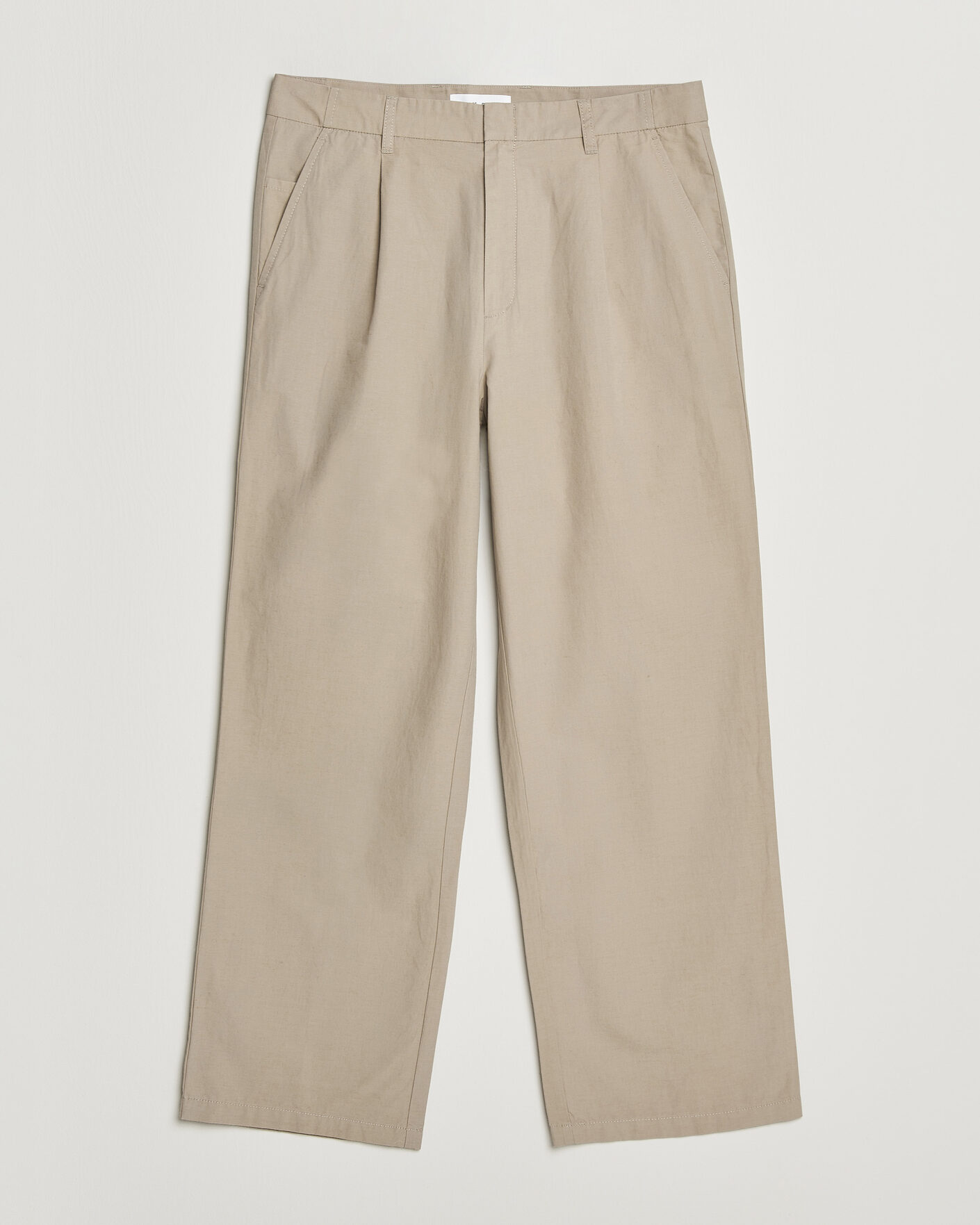 Hombres | Pantalones | Samsøe Samsøe | Valentin Cotton/Linen Pleated Trousers Aluminum
