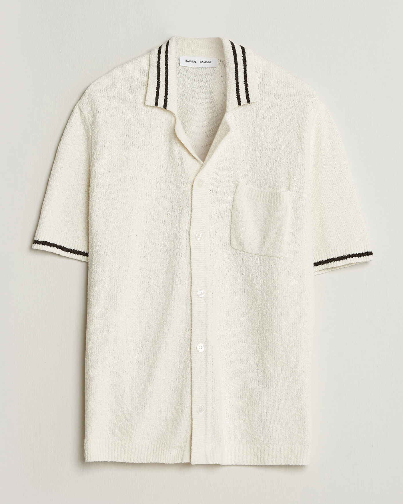 Hombres | Camisas | Samsøe Samsøe | Pedro Knitted Short Sleeve Shirt Clear Cream