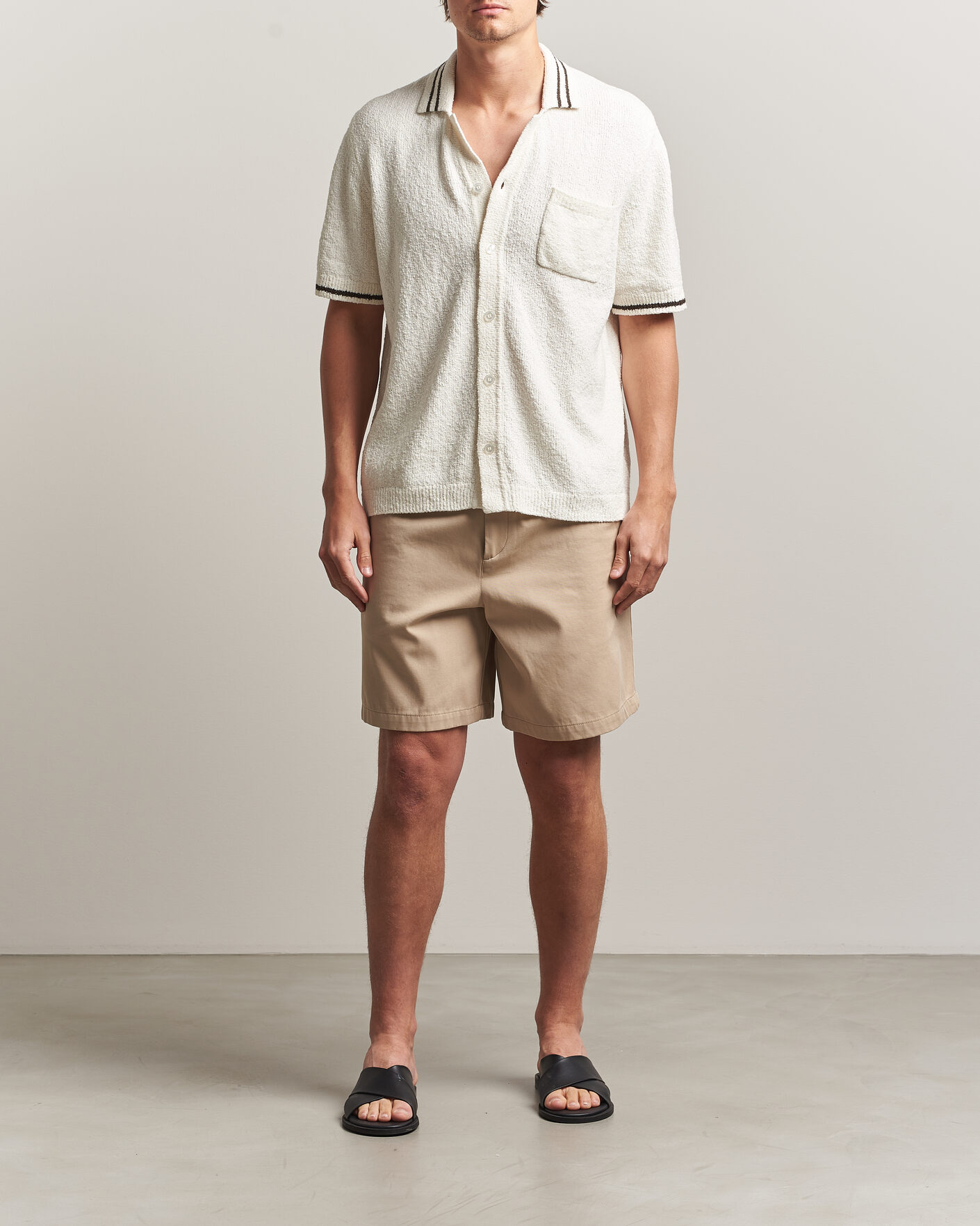 Hombres | Camisas | Samsøe Samsøe | Pedro Knitted Short Sleeve Shirt Clear Cream