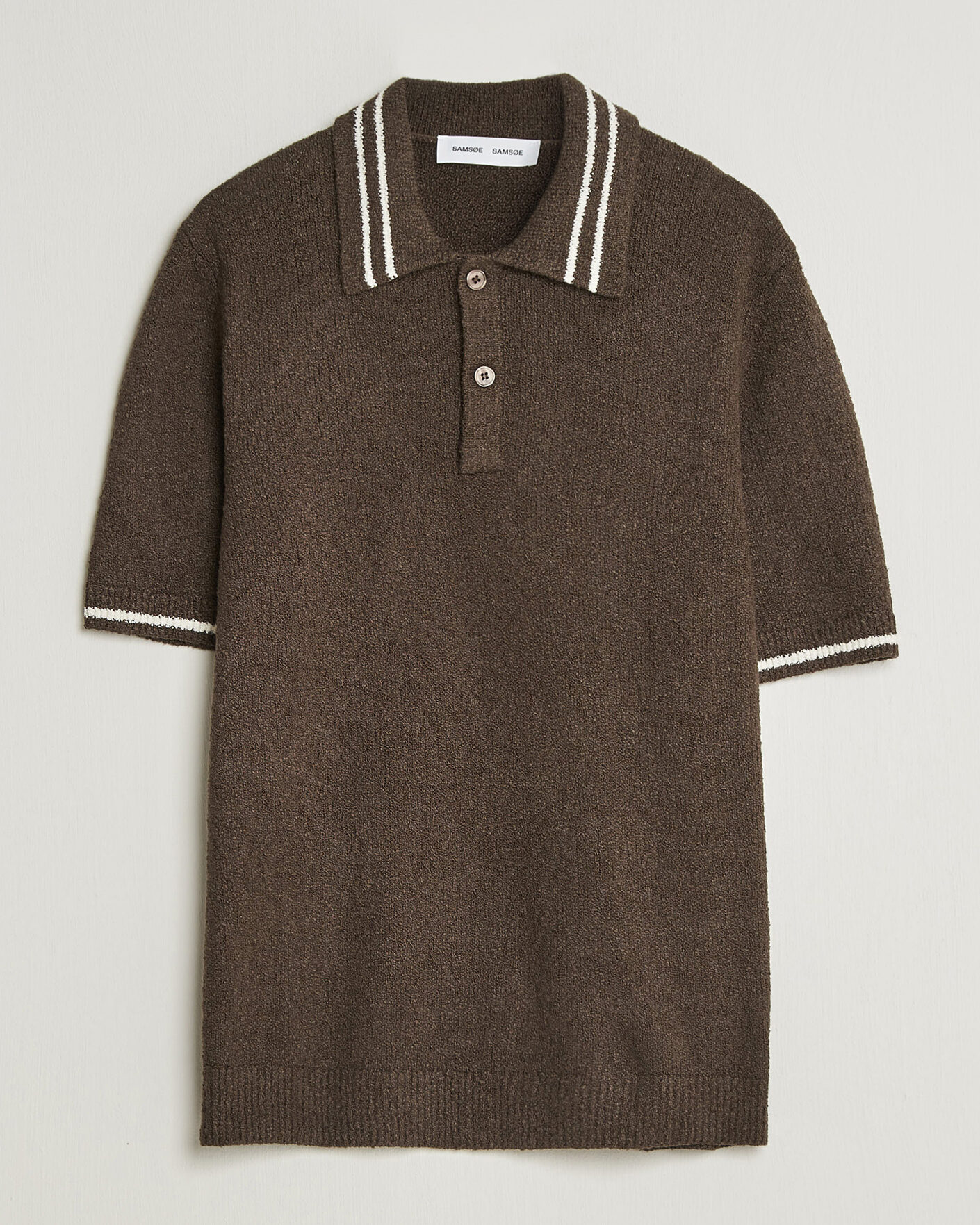Hombres | Polos | Samsøe Samsøe | Pedro Knitted Polo Turkish Coffee