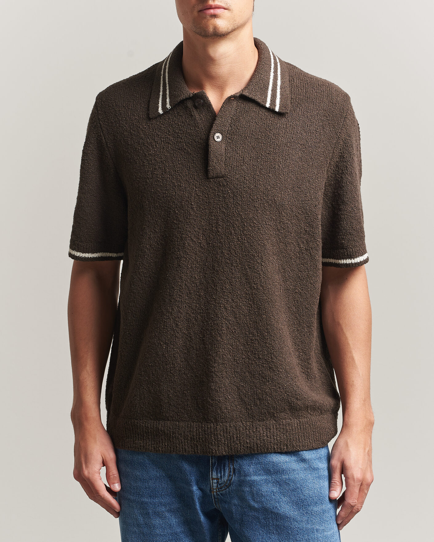 Hombres | Polos | Samsøe Samsøe | Pedro Knitted Polo Turkish Coffee