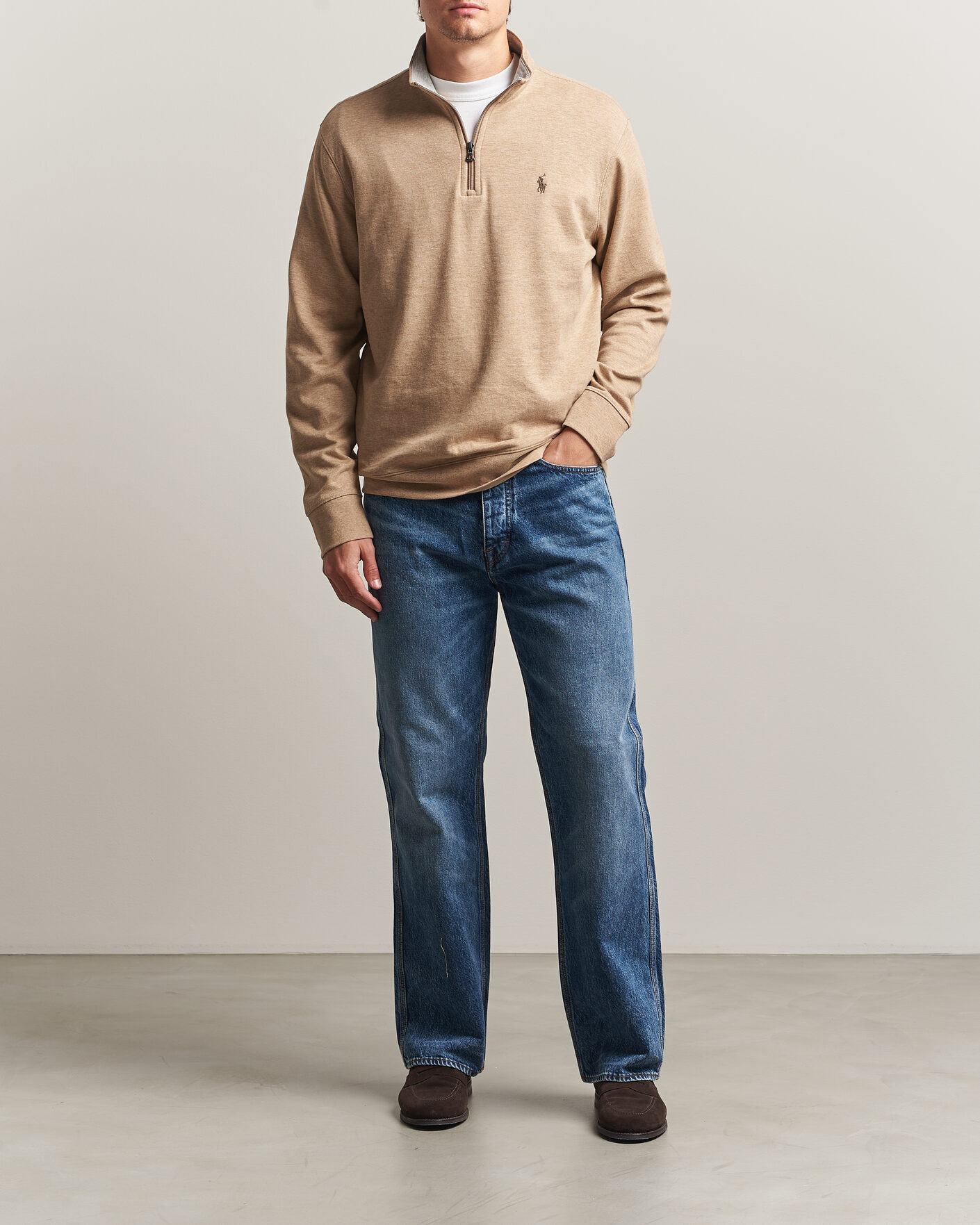 Hombres | Jerséis y prendas de punto | Polo Ralph Lauren | Double Knit Half Zip Warm Brown