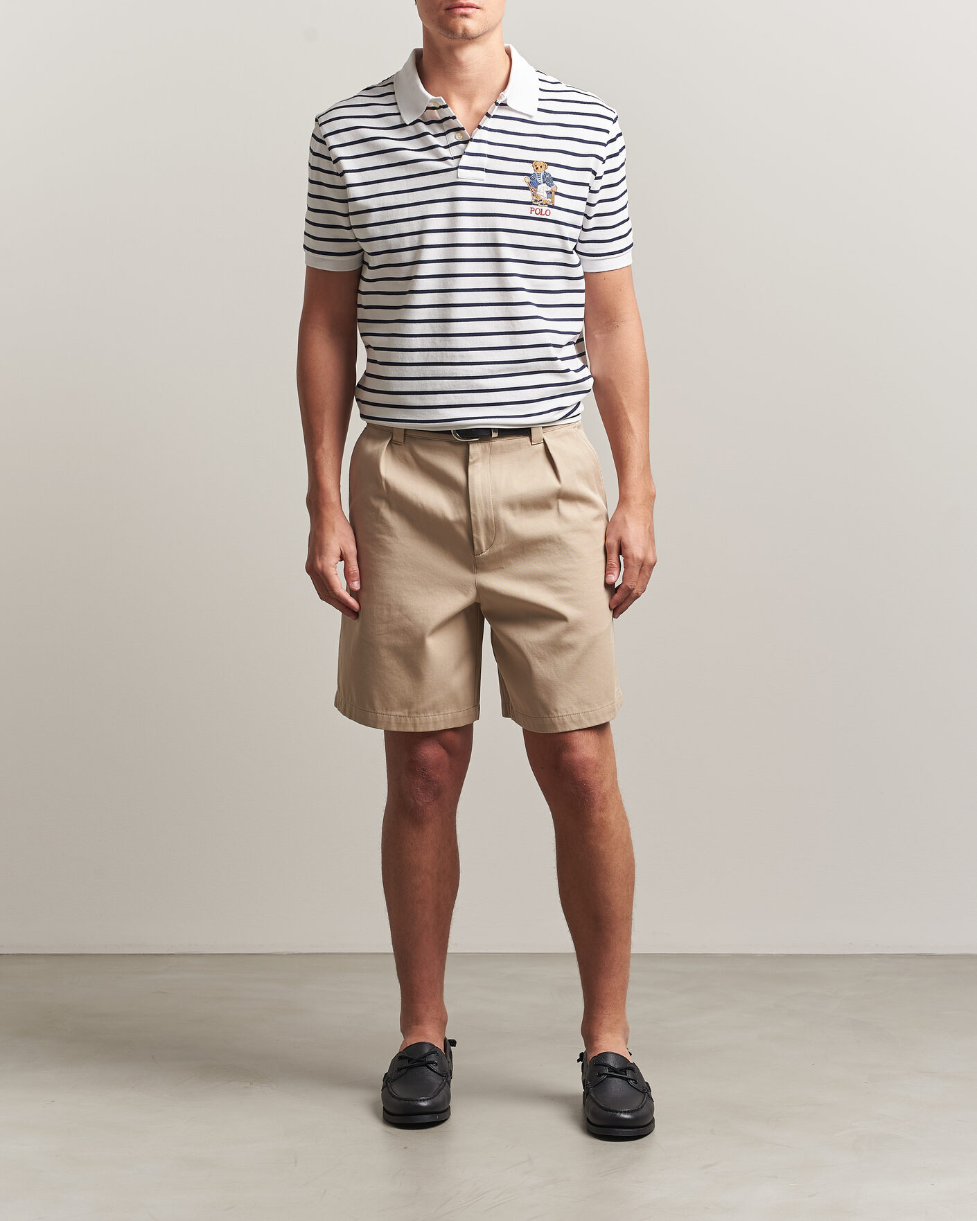 Hombres | Polos | Polo Ralph Lauren | Newport Bear Striped Custom Slim Polo White/Navy