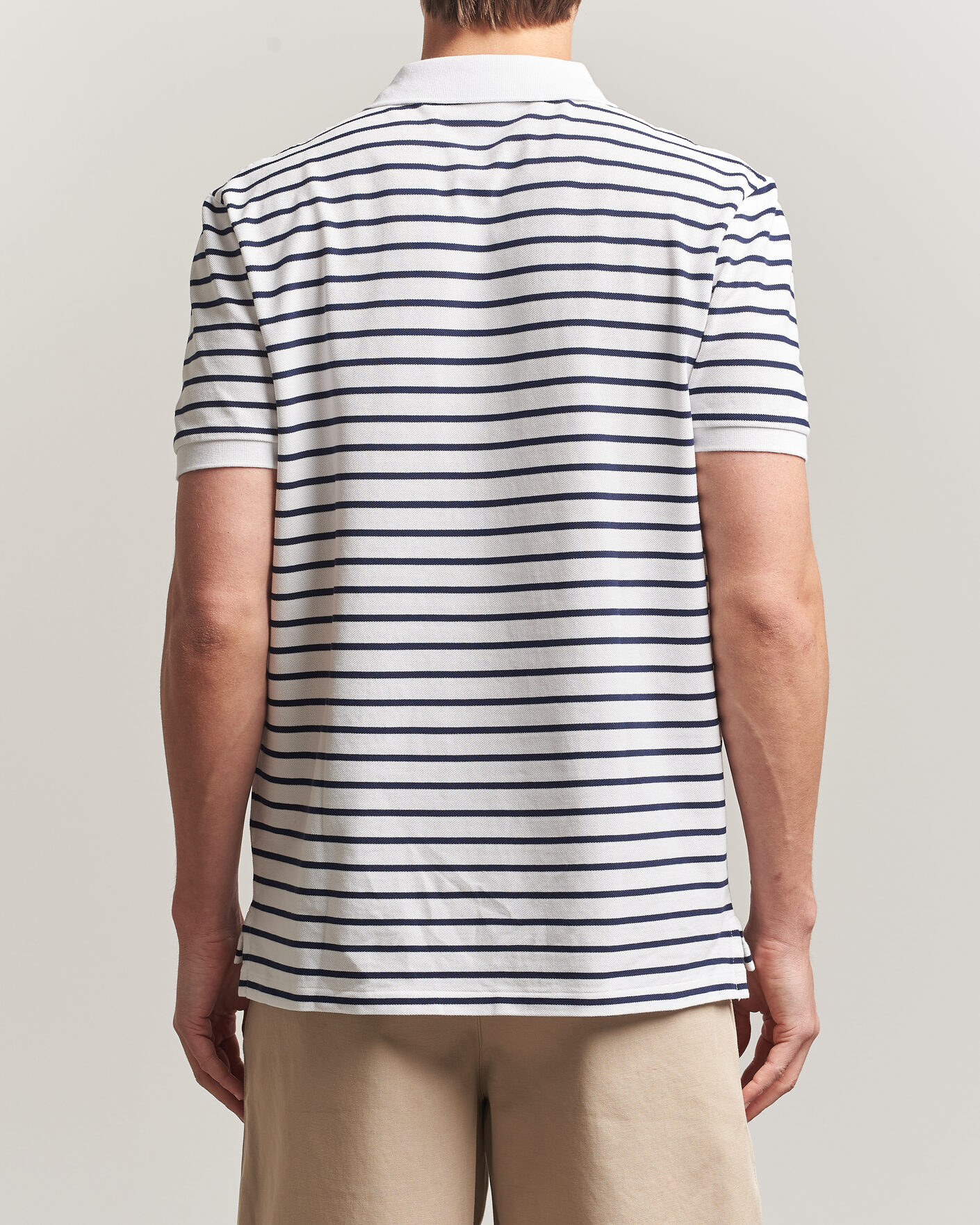 Hombres | Polos | Polo Ralph Lauren | Newport Bear Striped Custom Slim Polo White/Navy