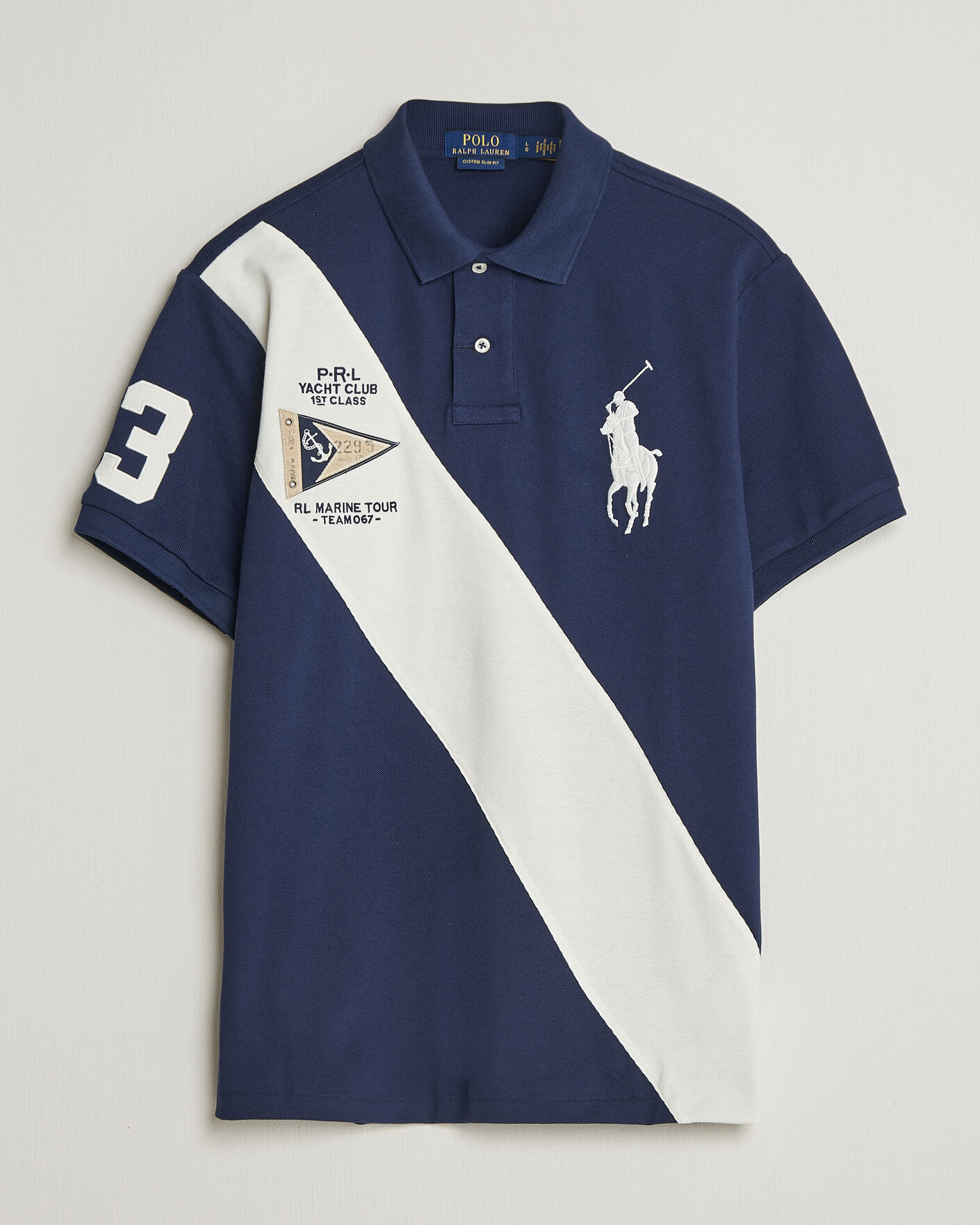 Hombres | Polos | Polo Ralph Lauren | Custom Slim Diagonal Stipe Polo Newport Navy/Nevis