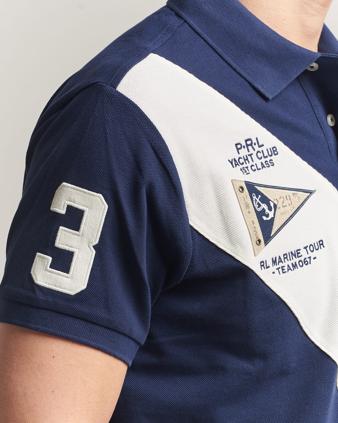 Hombres | Polos | Polo Ralph Lauren | Custom Slim Diagonal Stipe Polo Newport Navy/Nevis