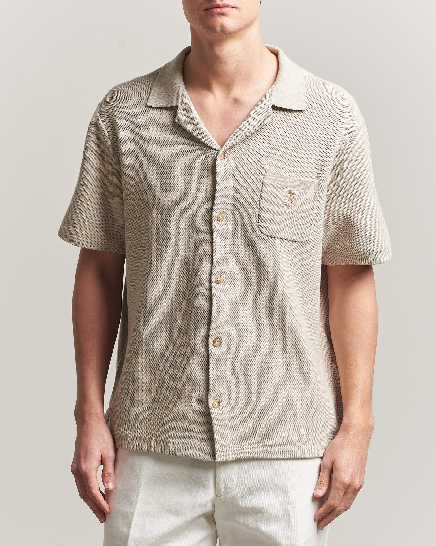 Hombres | Camisas | Polo Ralph Lauren | Textured Camp Collar Cardigan Light Walnut Brown