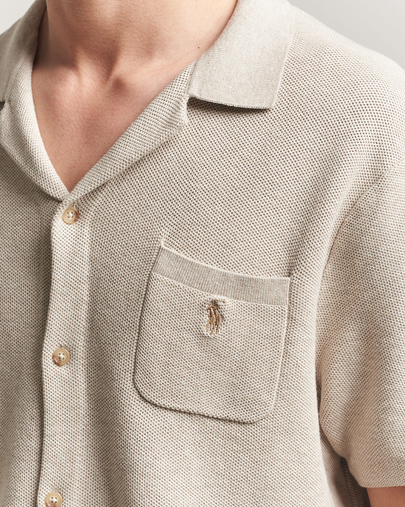 Hombres | Camisas | Polo Ralph Lauren | Textured Camp Collar Cardigan Light Walnut Brown