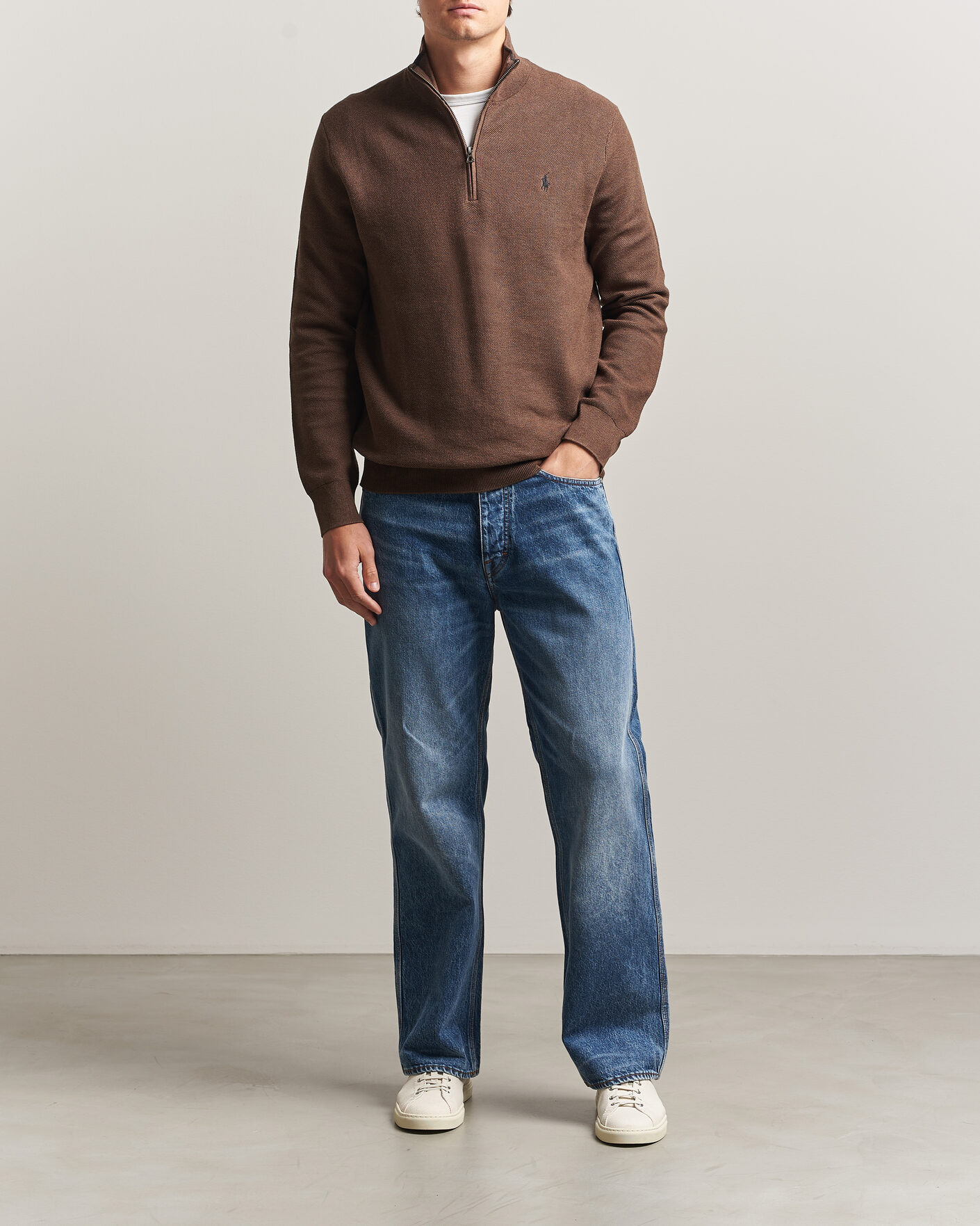 Hombres | Jerséis y prendas de punto | Polo Ralph Lauren | Textued Half-Zip Nutmeg Brown Heather
