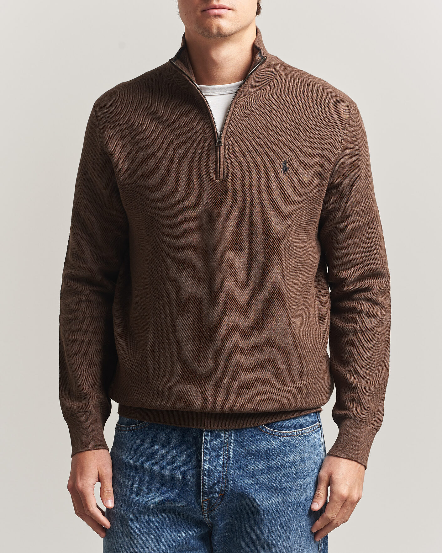 Hombres | Jerséis y prendas de punto | Polo Ralph Lauren | Textued Half-Zip Nutmeg Brown Heather