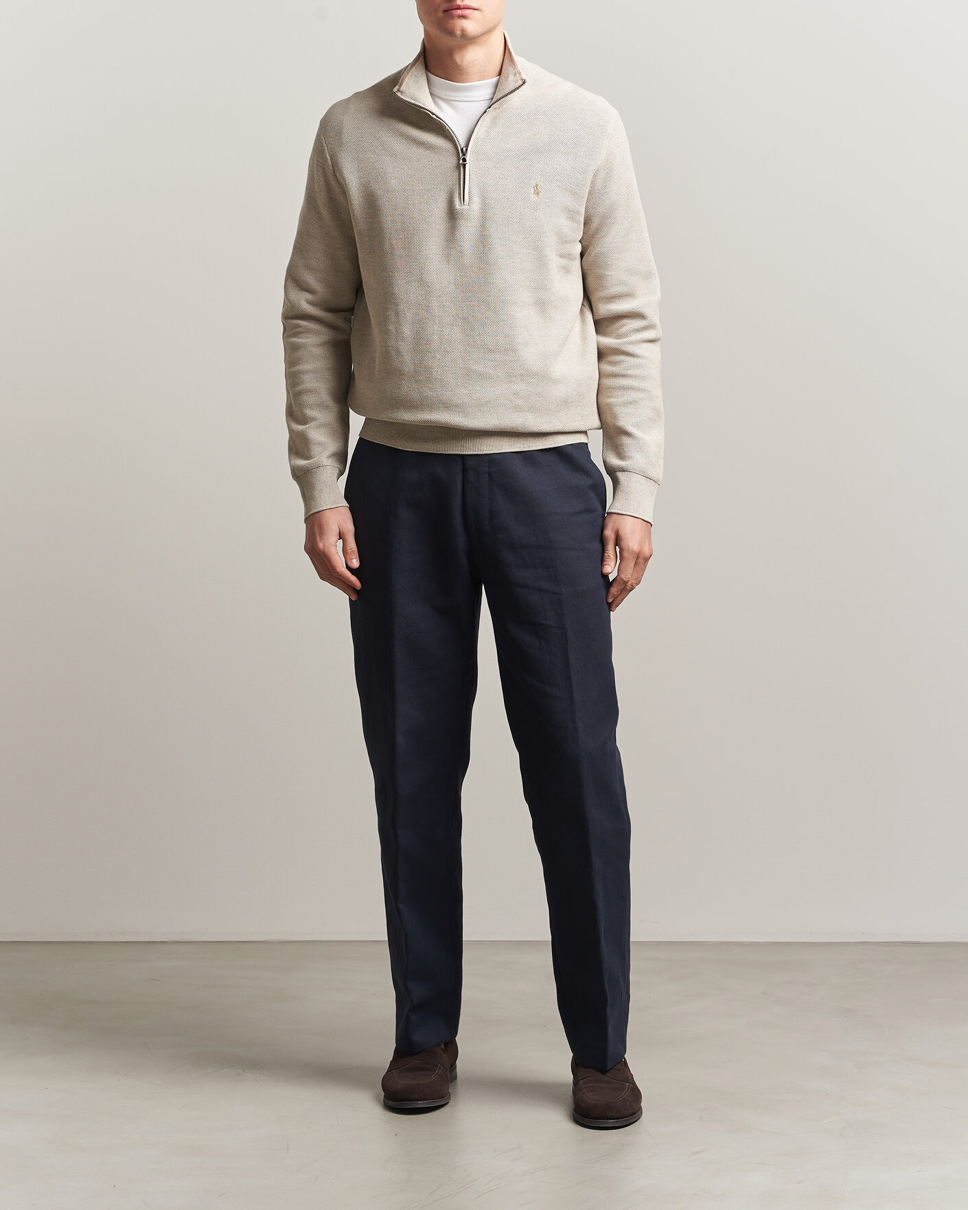 Hombres | Jerséis y prendas de punto | Polo Ralph Lauren | Textued Half-Zip Light Walnut Brown Heather