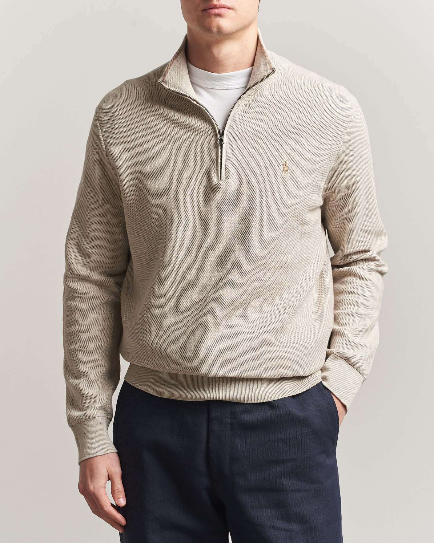 Hombres | Jerséis y prendas de punto | Polo Ralph Lauren | Textued Half-Zip Light Walnut Brown Heather