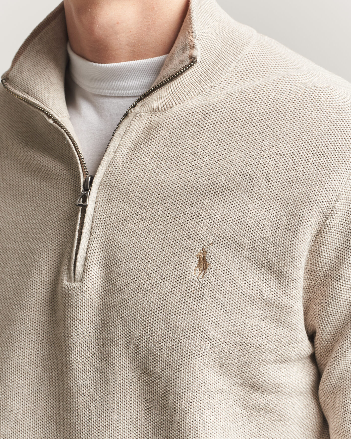 Hombres | Jerséis y prendas de punto | Polo Ralph Lauren | Textued Half-Zip Light Walnut Brown Heather