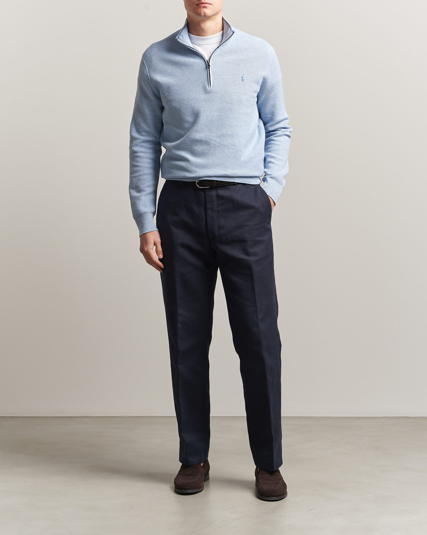Hombres | Jerséis y prendas de punto | Polo Ralph Lauren | Textued Half-Zip Blue Hyacinth Heather