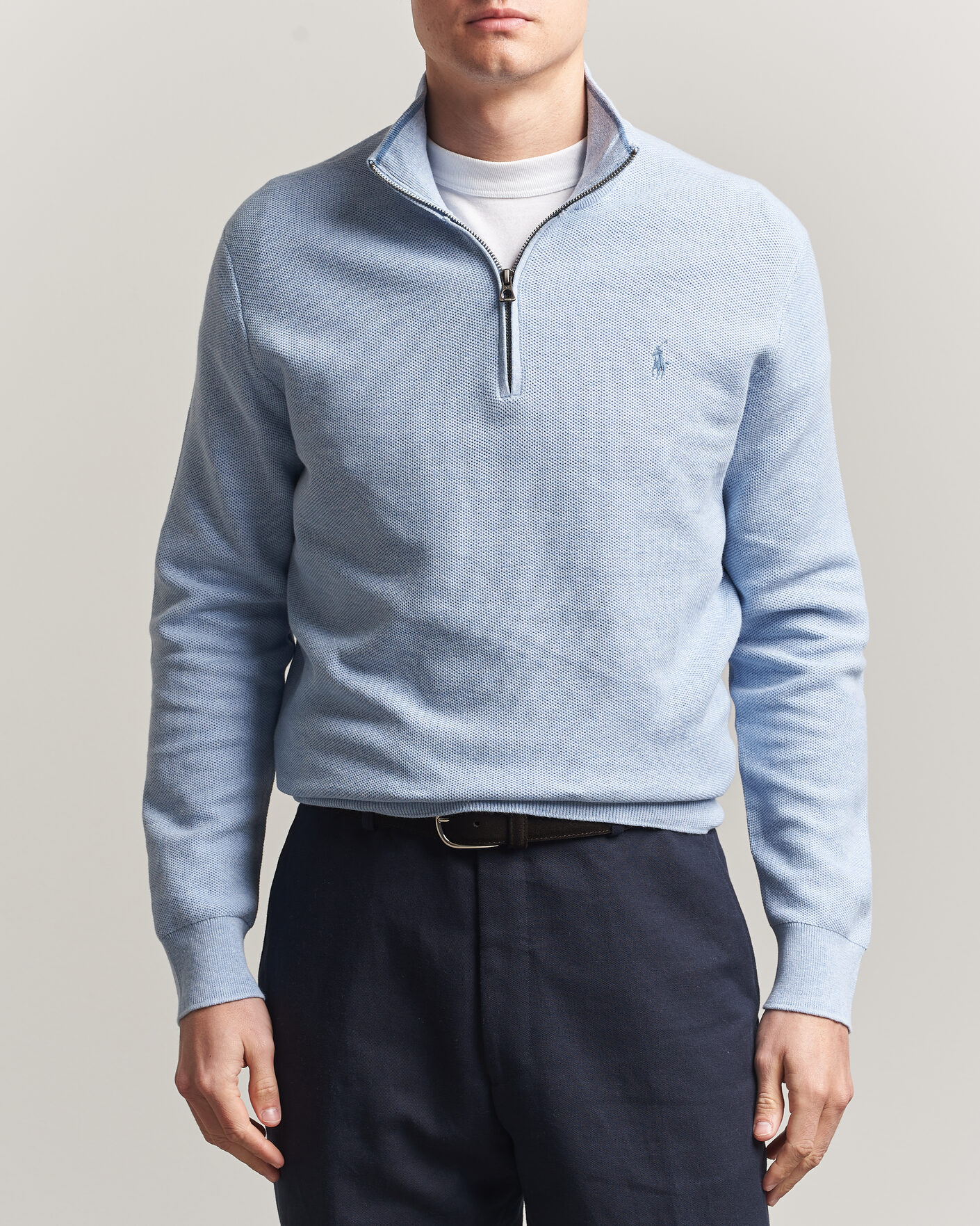 Polo Ralph Lauren Textured Half-Zip Blue Hyacinth Heather en