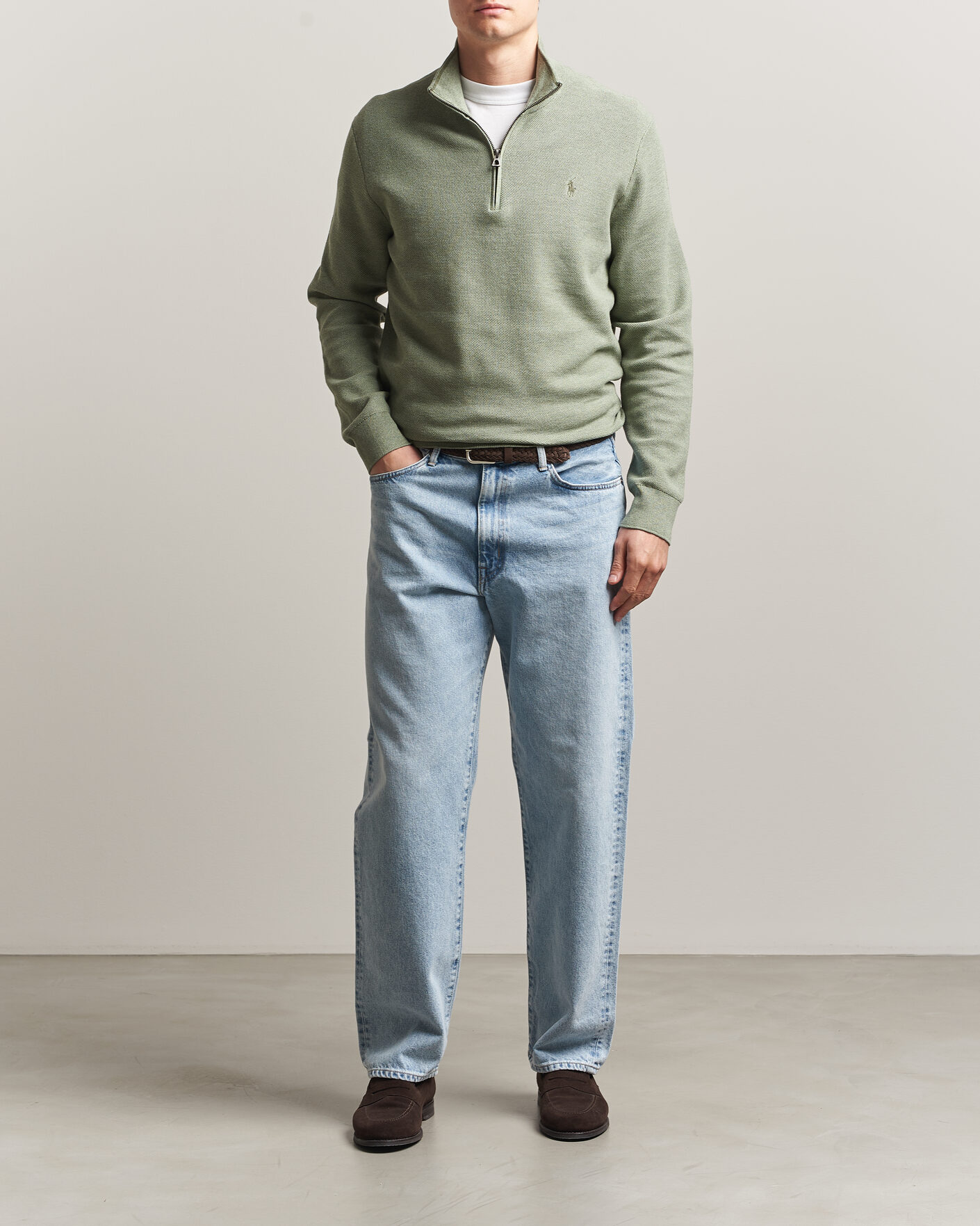 Hombres | Jerséis y prendas de punto | Polo Ralph Lauren | Textured Half-Zip Fern Green Heather
