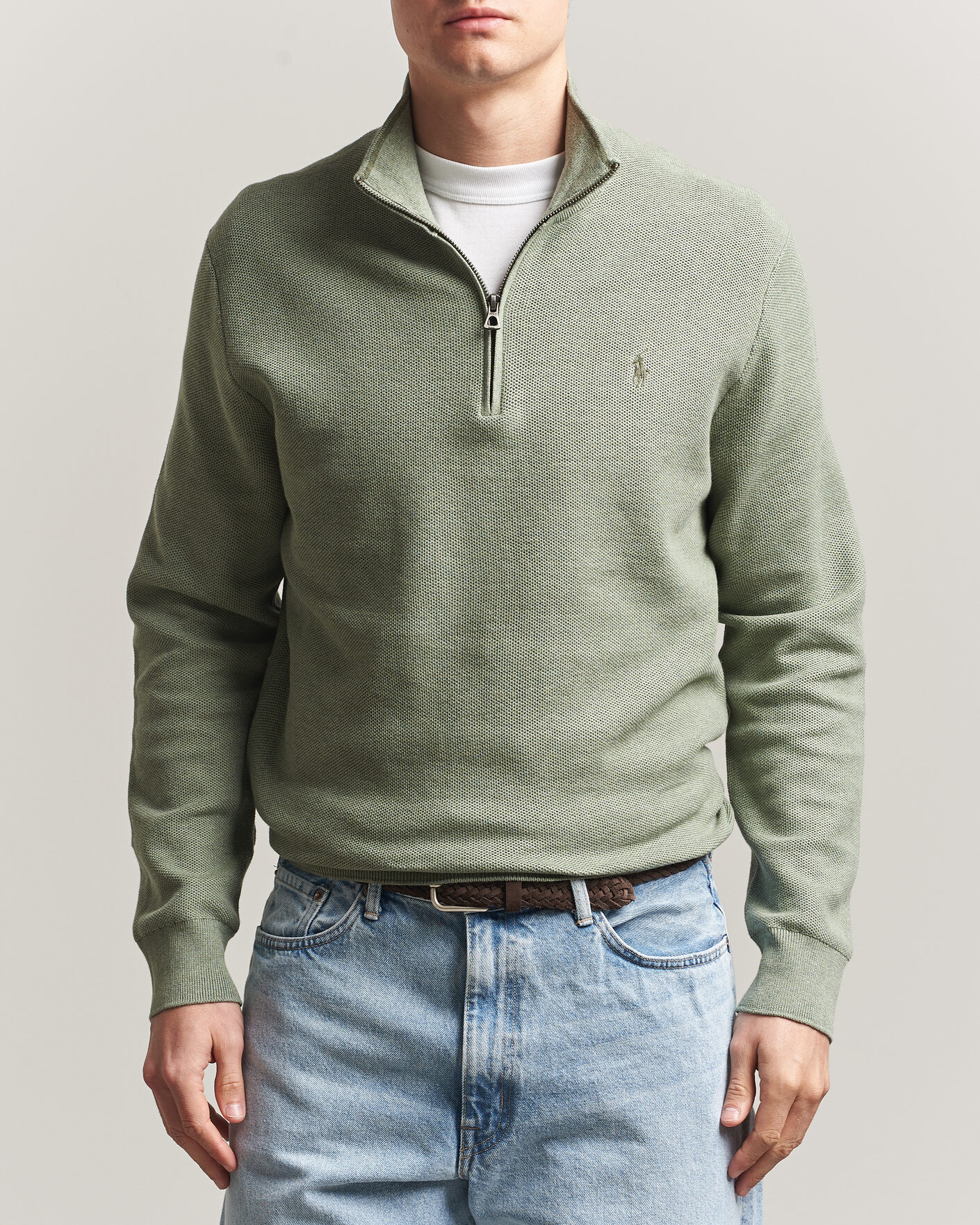 Hombres | Jerséis y prendas de punto | Polo Ralph Lauren | Textued Half-Zip Fern Green Heather