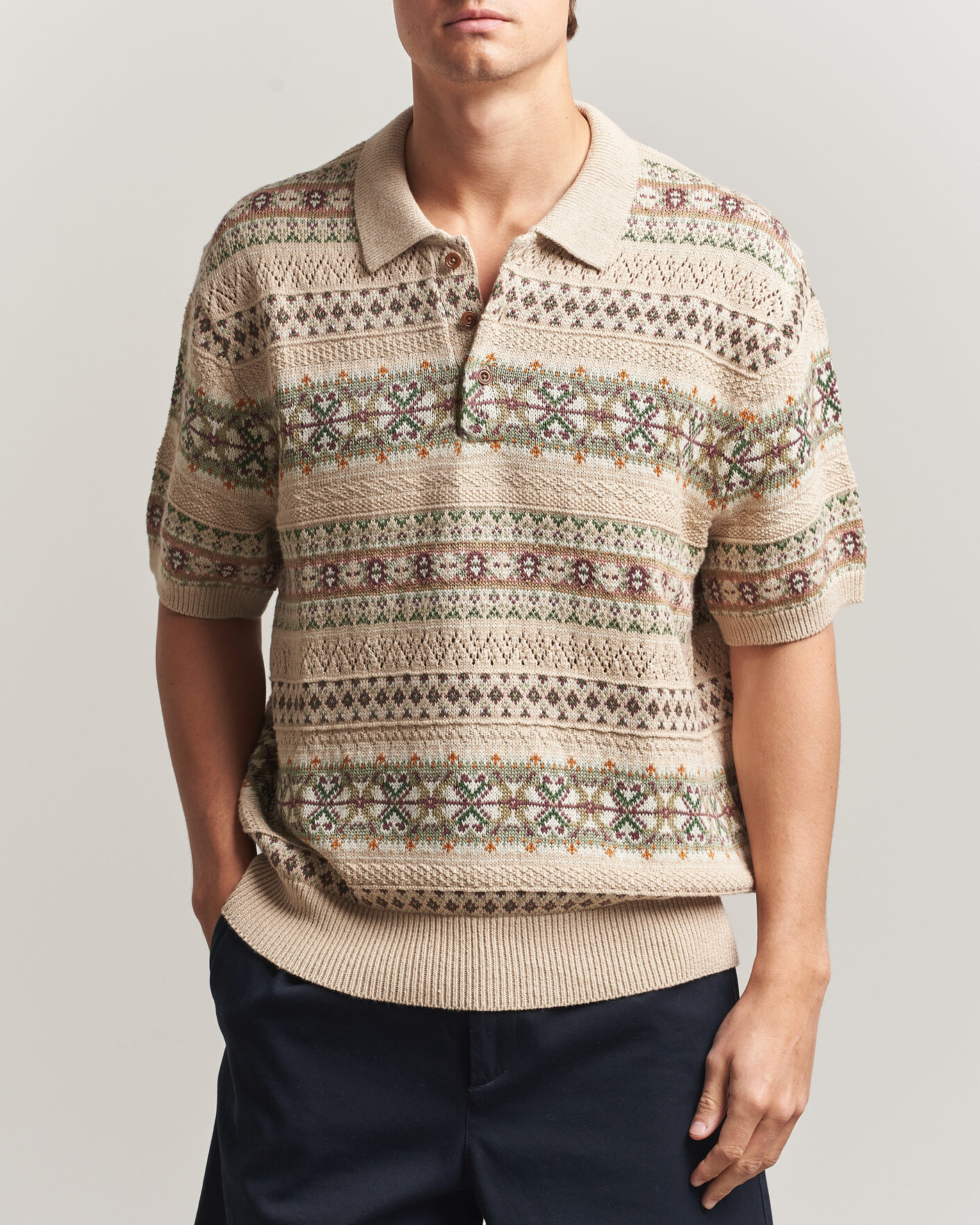 Hombres | Jerséis y prendas de punto | Polo Ralph Lauren | Cotton/Linen Fairisle Polo Tan Combo
