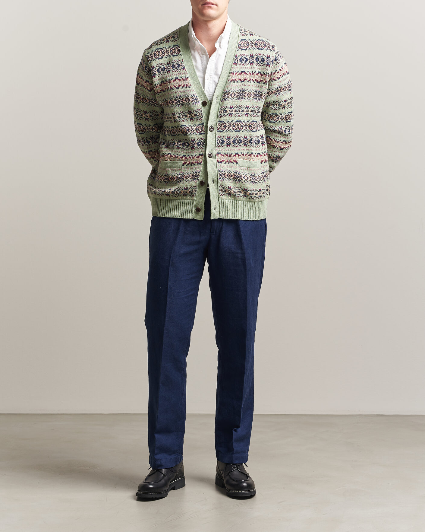 Hombres | Jerséis y prendas de punto | Polo Ralph Lauren | Cotton/Linen Fairisle Cardigan Green Combo