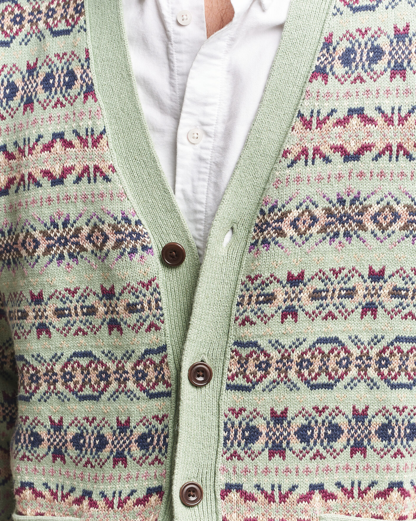 Hombres | Jerséis y prendas de punto | Polo Ralph Lauren | Cotton/Linen Fairisle Cardigan Green Combo
