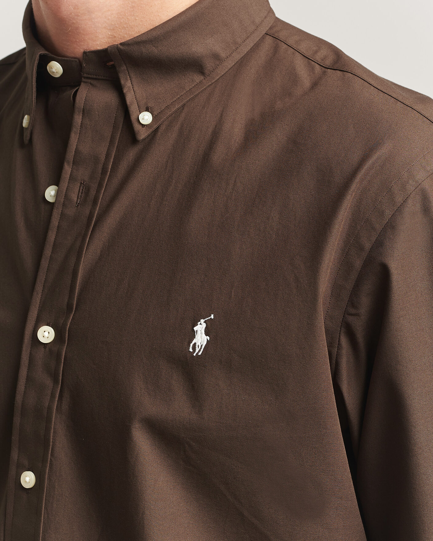 Hombres | Camisas | Polo Ralph Lauren | Custom Fit Poplin Shirt Nutmeg Brown