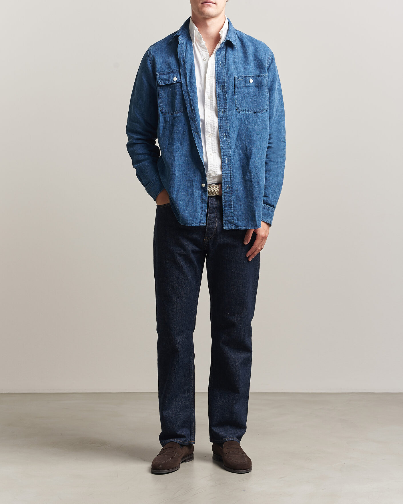 Hombres | Camisas | Polo Ralph Lauren | Indigo/Linen Western Shirt Medium Wash