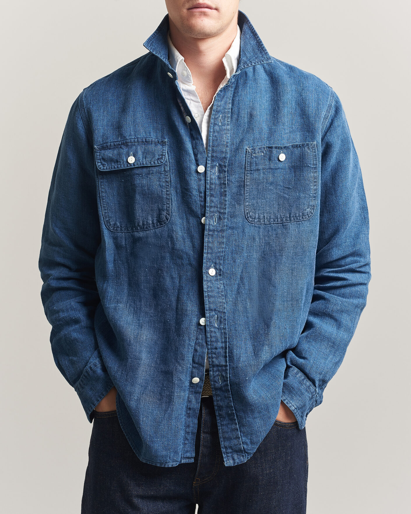 Hombres | Camisas | Polo Ralph Lauren | Indigo/Linen Western Shirt Medium Wash
