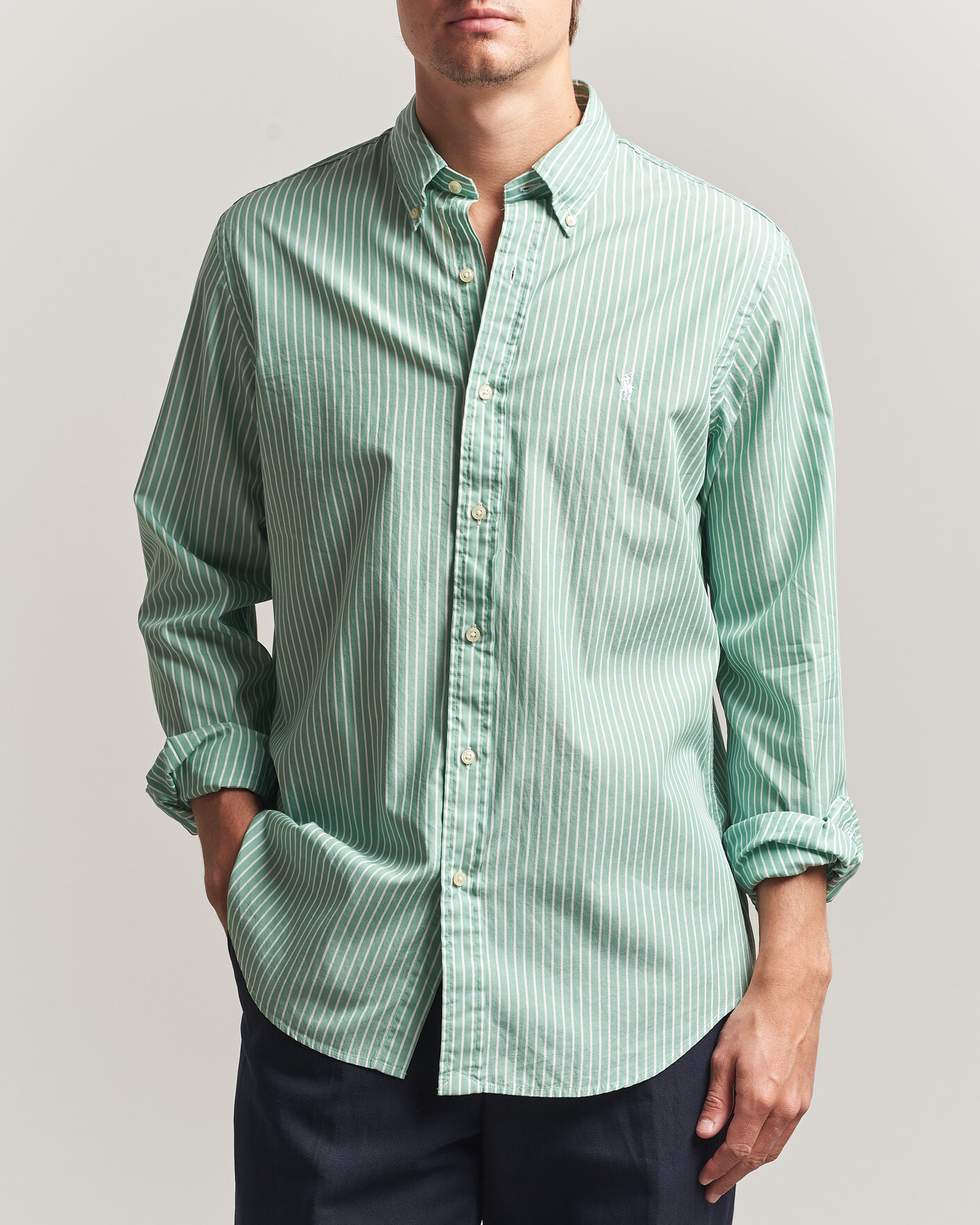 Hombres | Camisas | Polo Ralph Lauren | Custom Fit Stripe Poplin Shirt Faded Mint