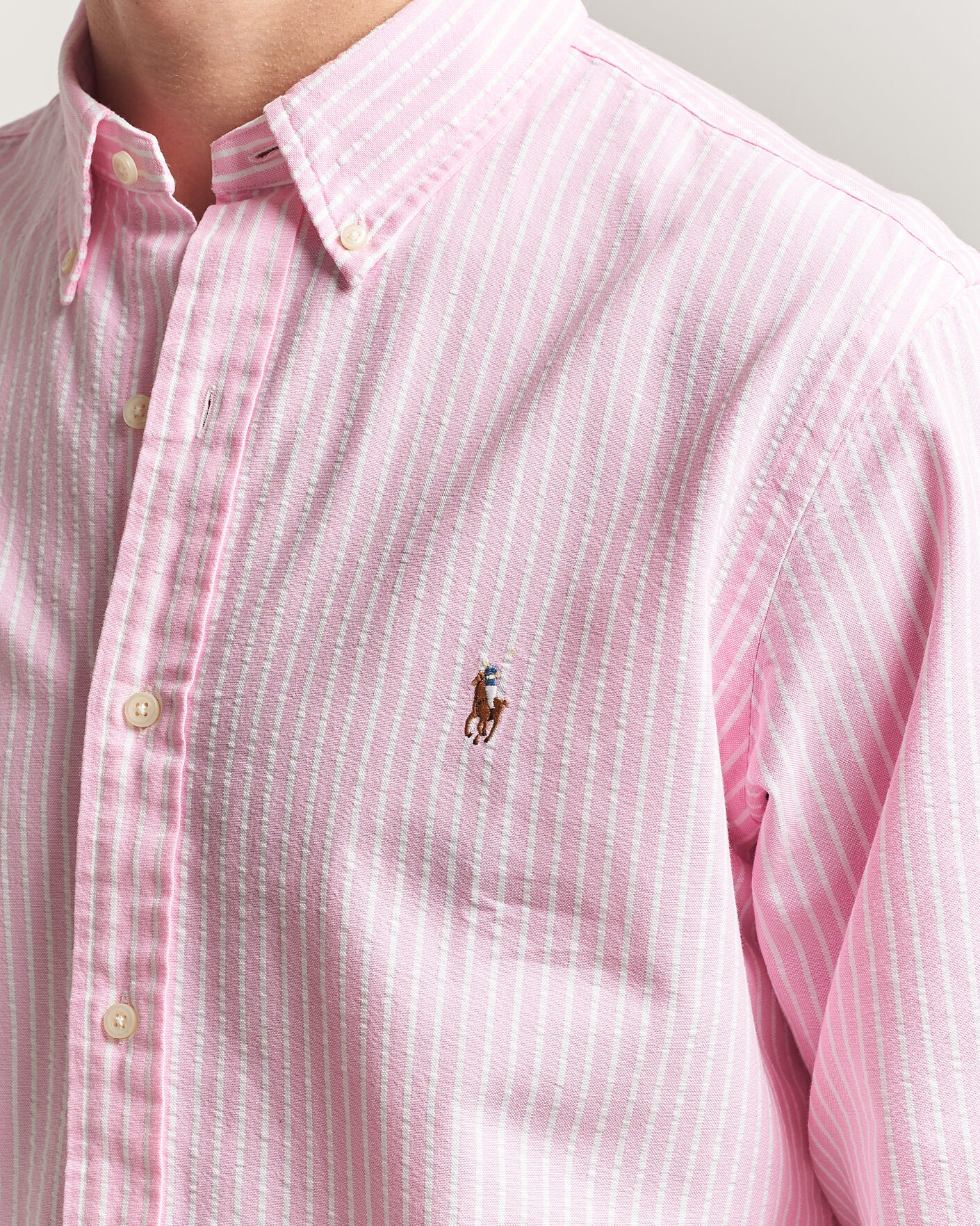 Hombres | Camisas | Polo Ralph Lauren | Custom Fit Seersucker/Oxford Stripe Shirt New Rose