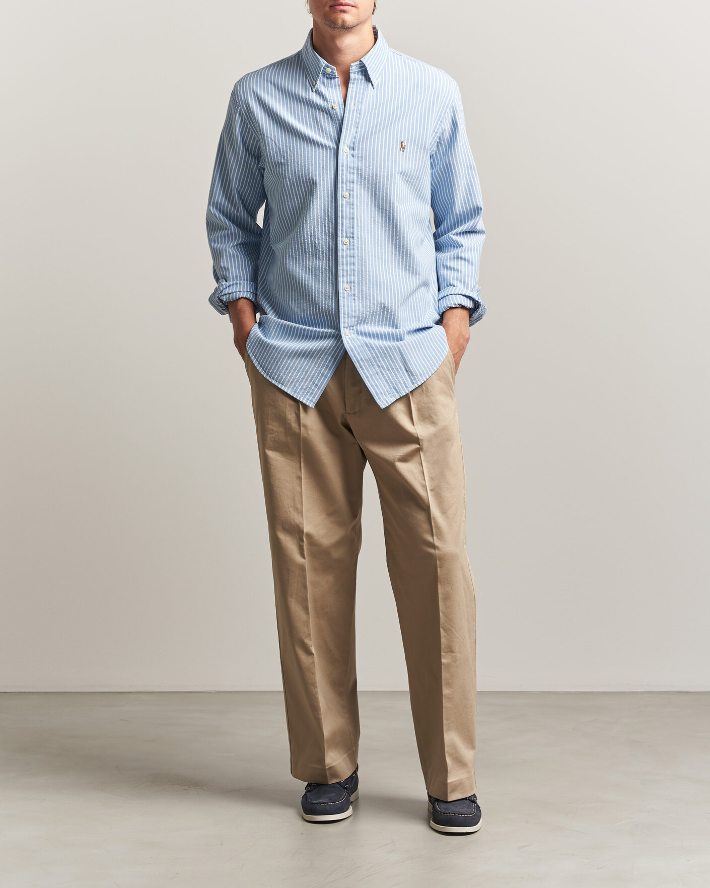 Hombres | Camisas | Polo Ralph Lauren | Custom Fit Seersucker/Oxford Stripe Shirt Blue
