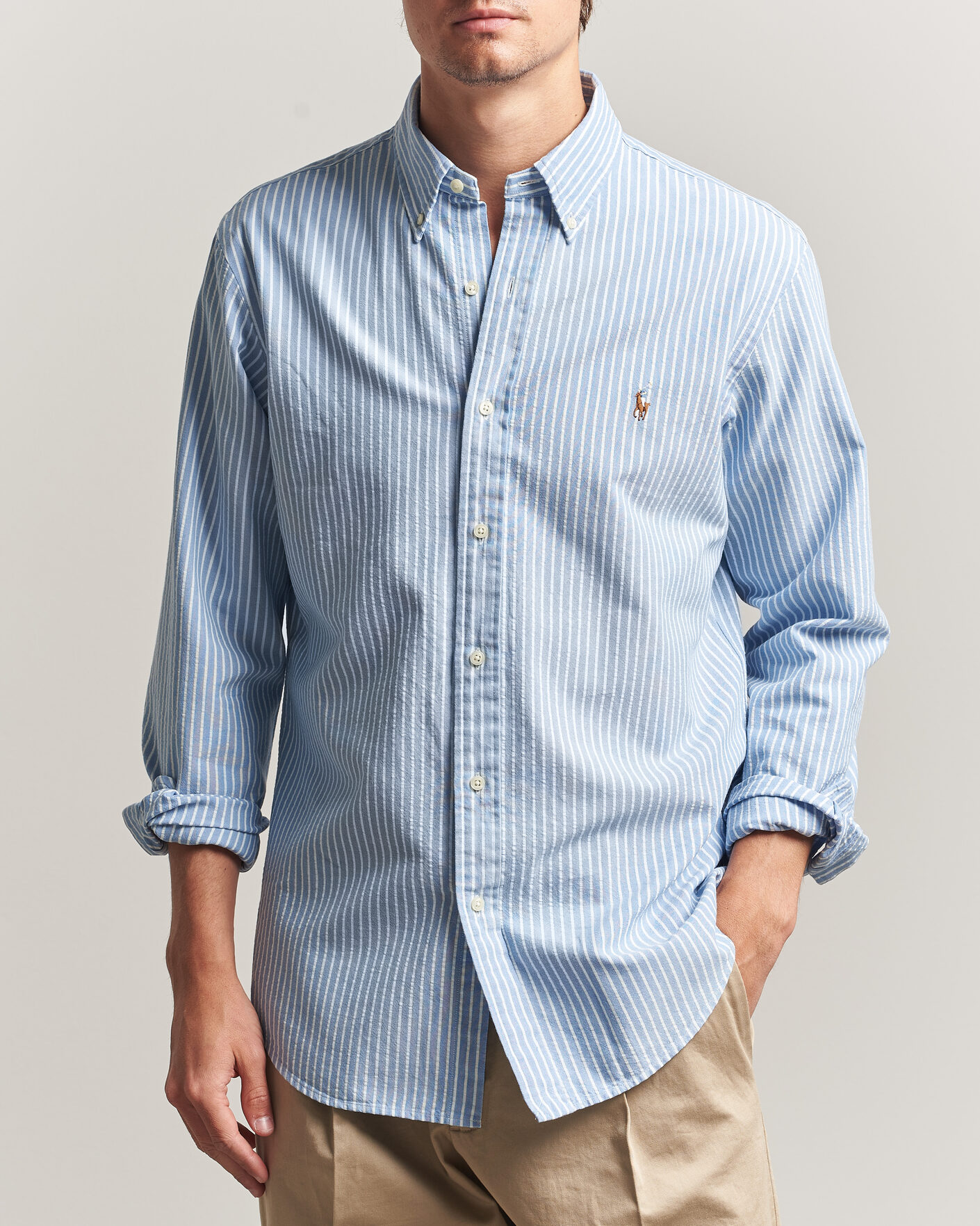 Hombres | Camisas | Polo Ralph Lauren | Custom Fit Seersucker/Oxford Stripe Shirt Blue