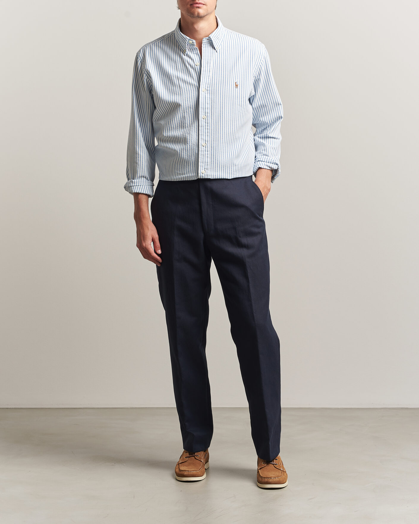 Hombres | Camisas | Polo Ralph Lauren | Custom Fit Seersucker/Oxford Stripe Shirt White/Blue