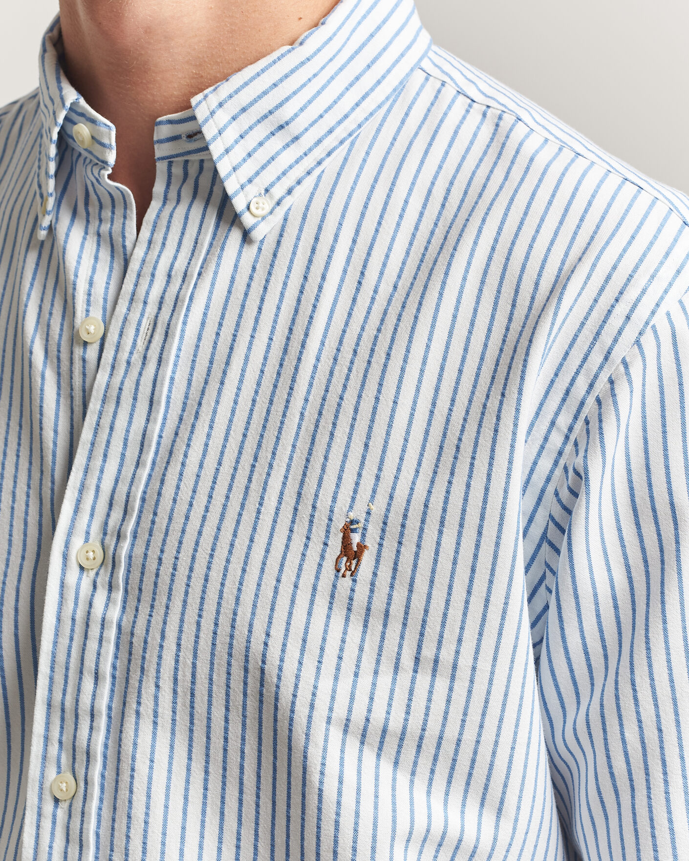 Hombres | Camisas | Polo Ralph Lauren | Custom Fit Seersucker/Oxford Stripe Shirt White/Blue
