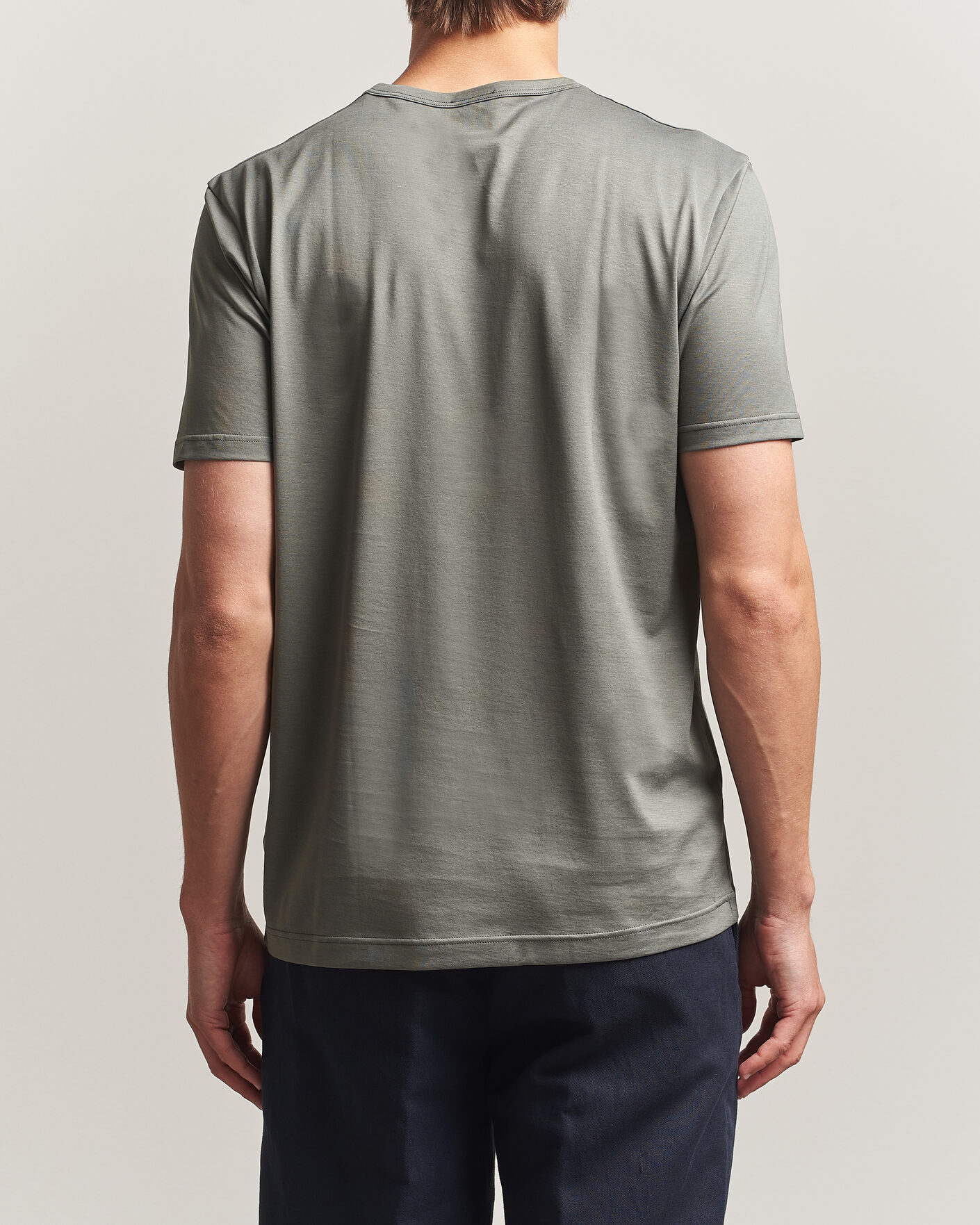 Hombres | Camisetas | Sunspel | Crew Neck Q82 Cotton T-Shirt Fossil Grey